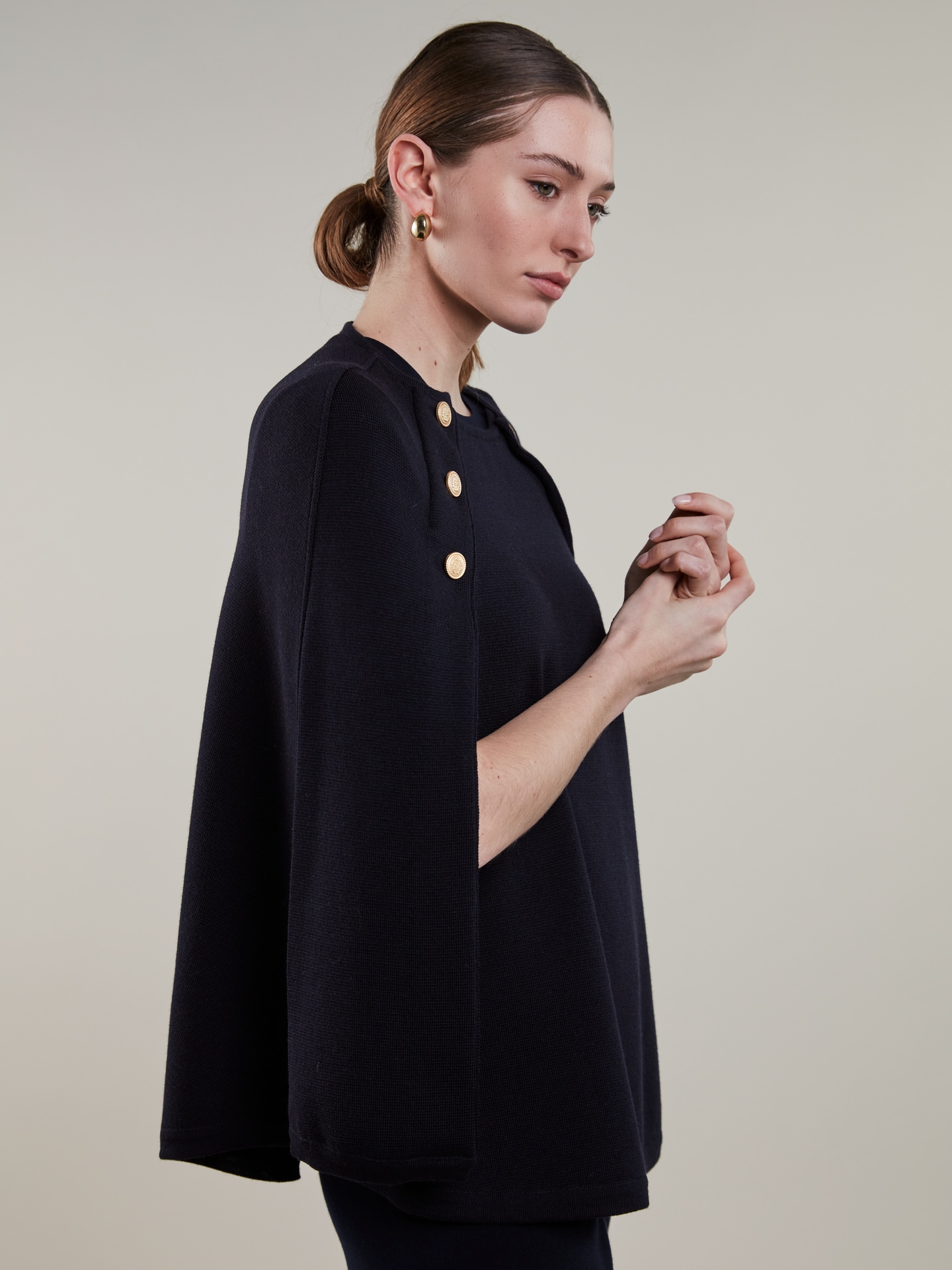 Mary Navy Merino Wool Cape
