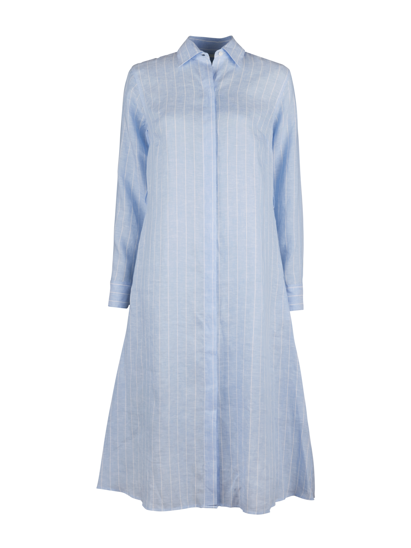 Blau, gestreiftes Leinenkleid Happy