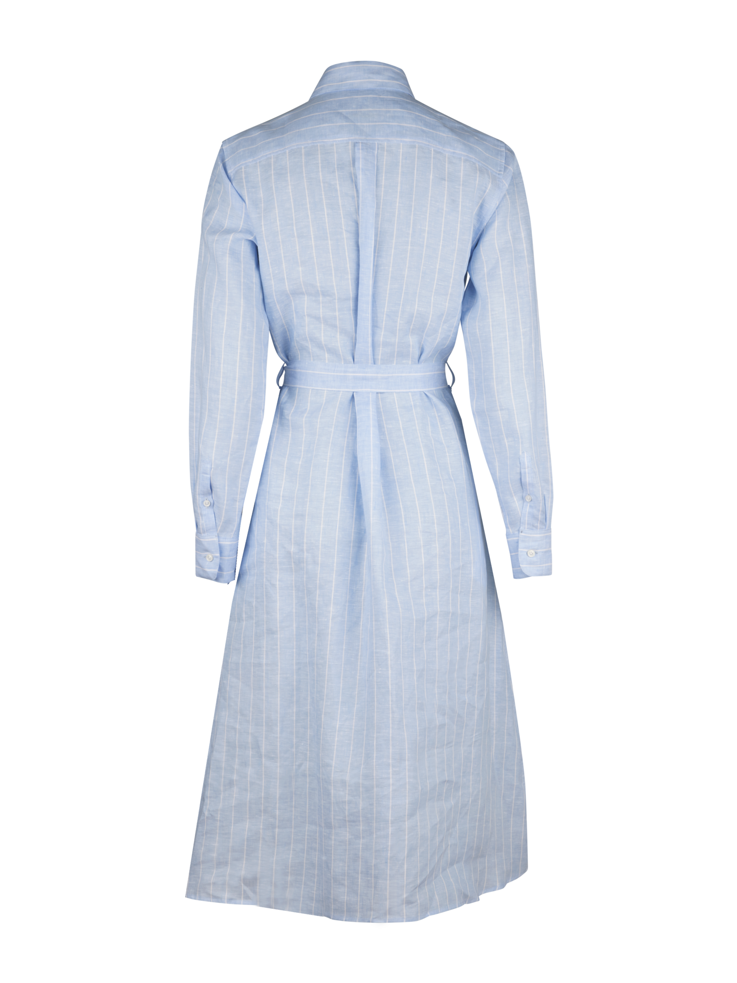 Blau, gestreiftes Leinenkleid Happy