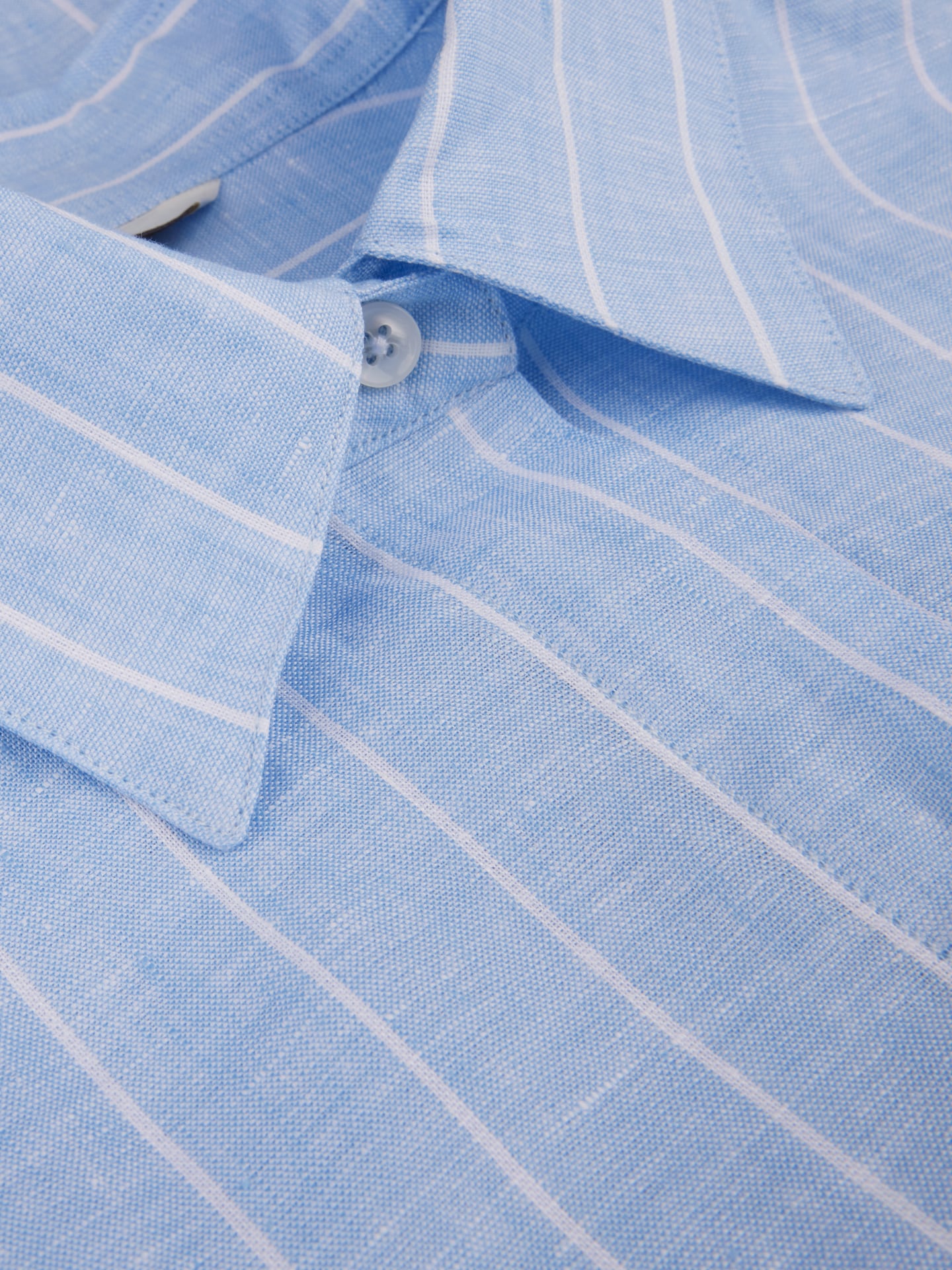 Blau, gestreiftes Leinenkleid Happy