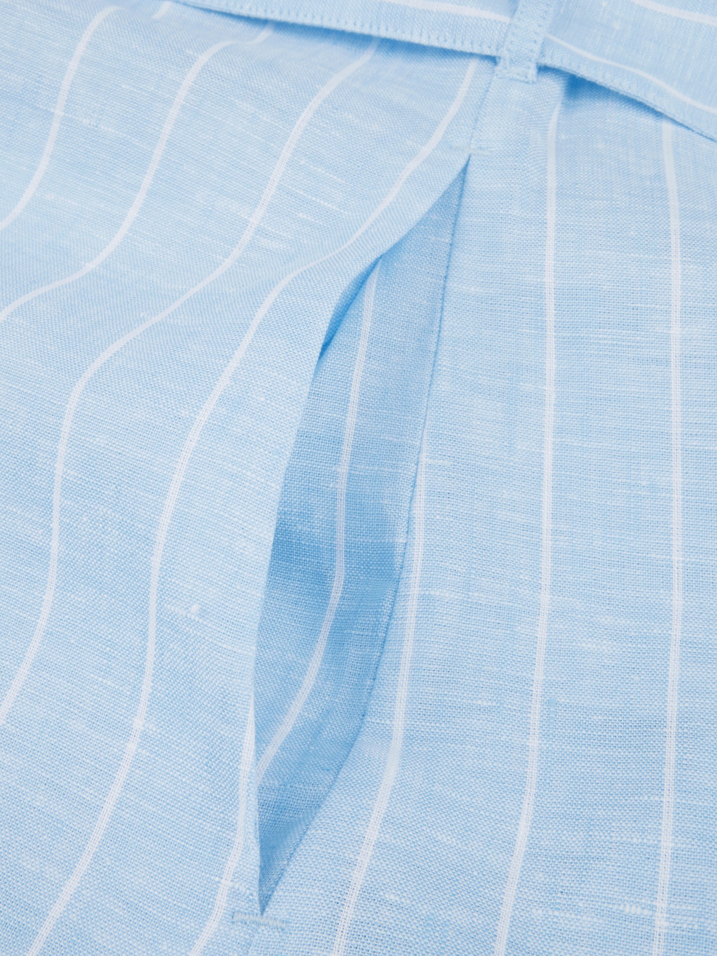 Blau, gestreiftes Leinenkleid Happy