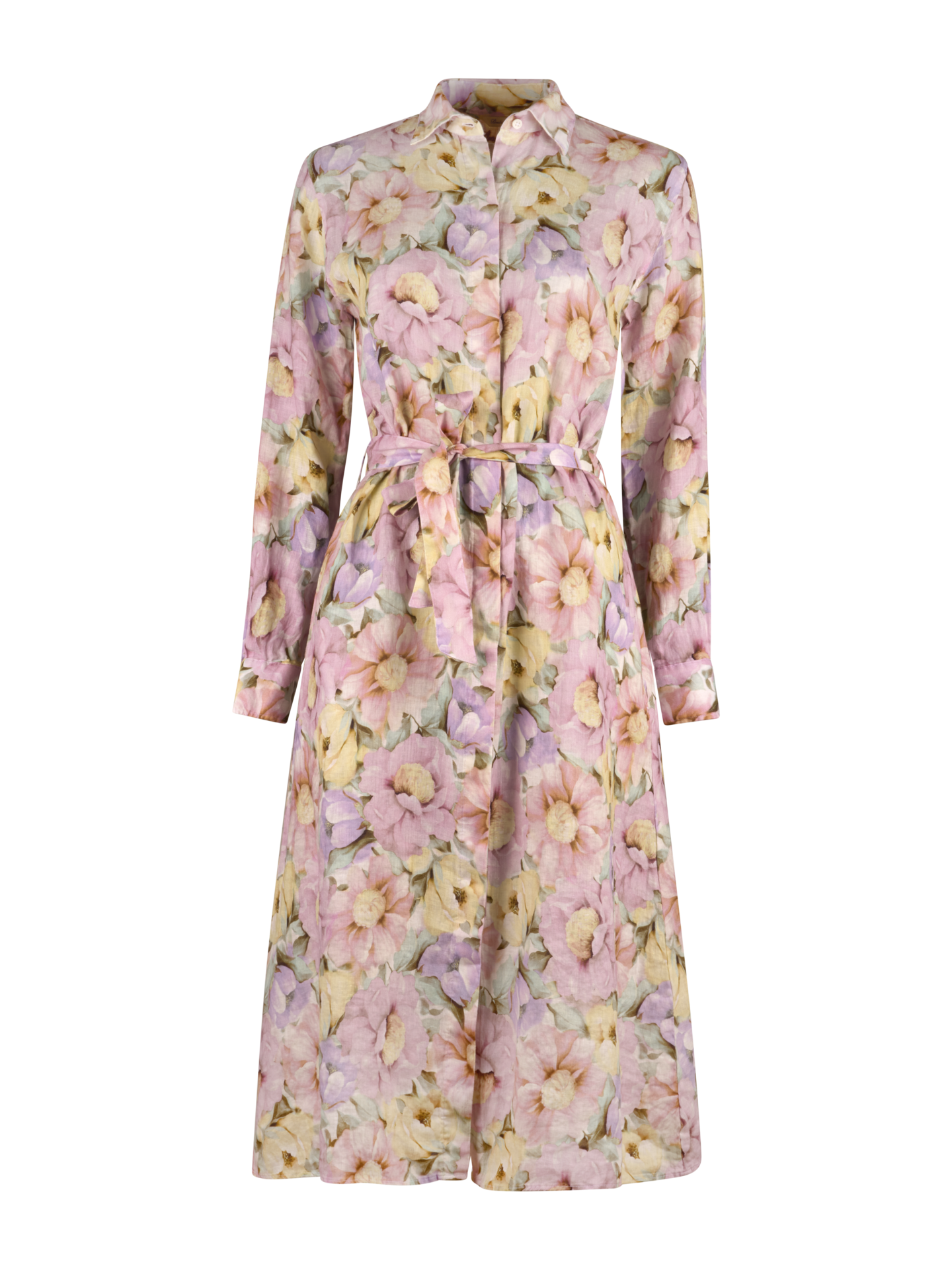 Happy Light pink Floral Linen Dress