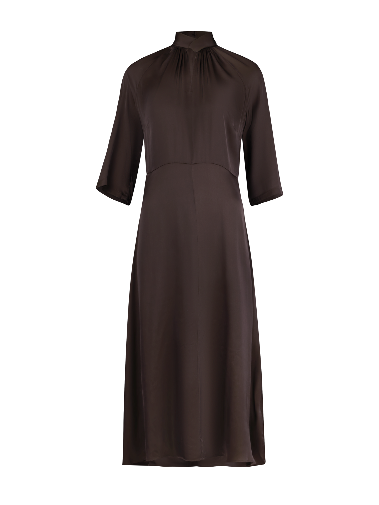 Stenströms Florentina Mørkebrun silkekjole | Dame | Kjoler | Feminine | Størrelse: M | Mørkebrun | Solid | Kort Erm