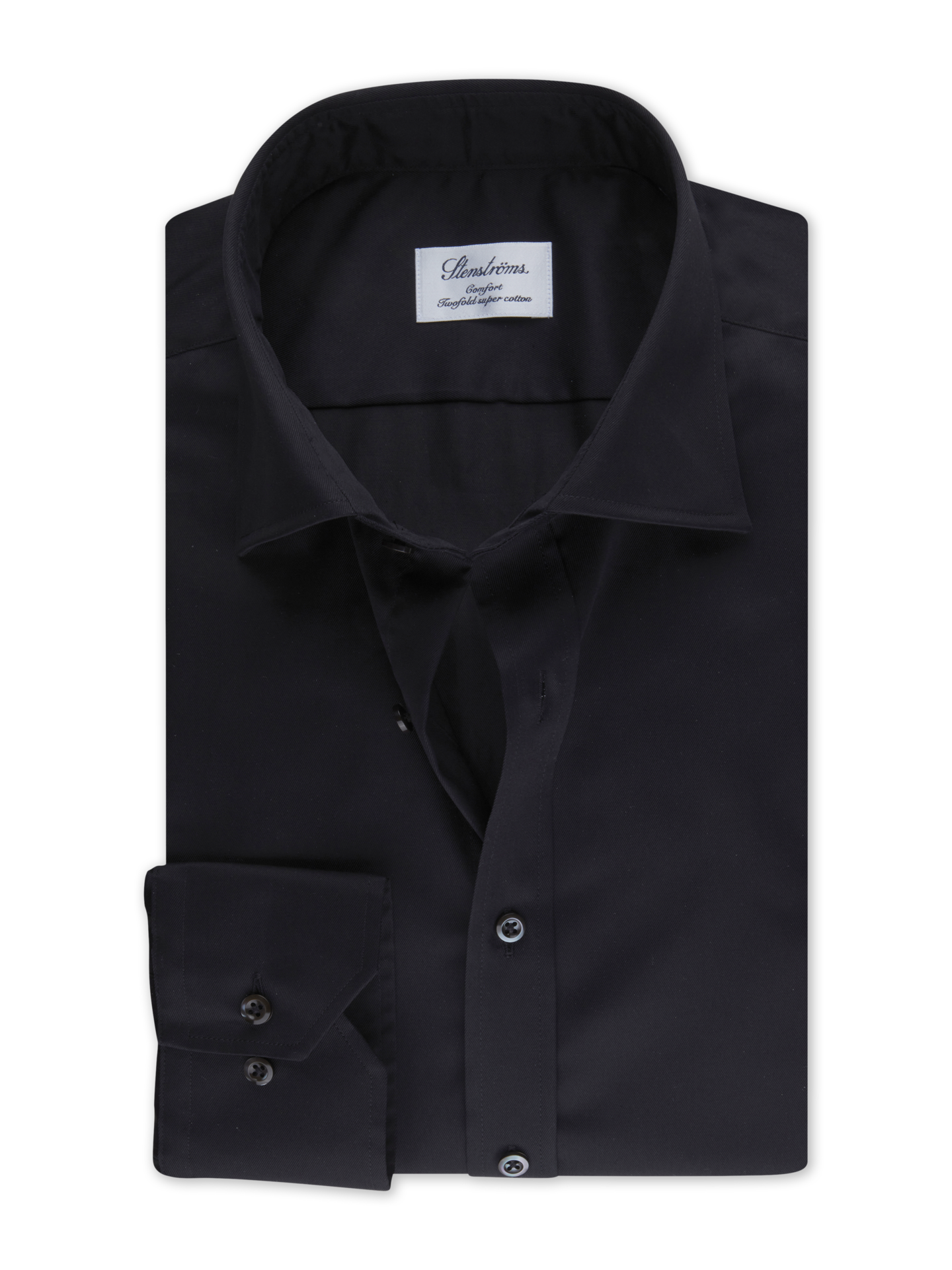 Stenströms Black Twill Shirt | Men | Men's Shirts | Comfort | Size: 49 | Black | Solid | Long Sleeves