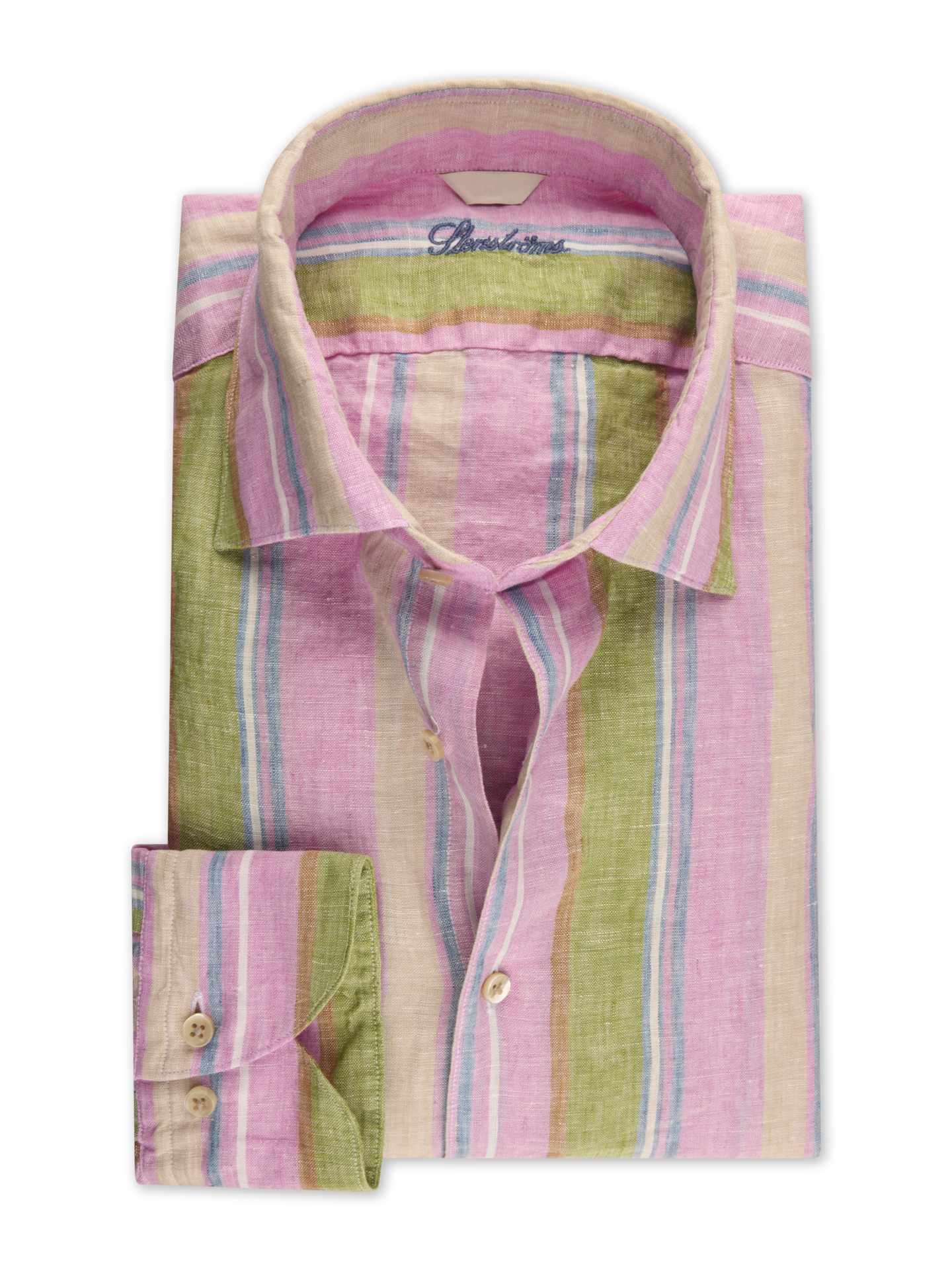 Stenströms Pink Stirped Linen Shirt | Men | Men's Shirts | Comfort | Size: XL | Pink | Striped | Long Sleeves