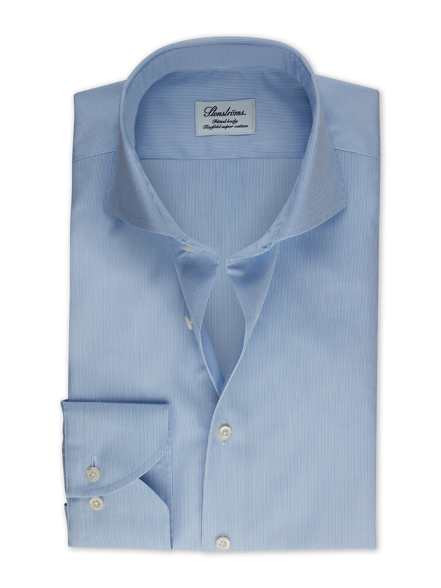 Stenströms Light blue Pinstriped Twill Shirt | Men | Men's Shirts | Fitted Body | Size: 38 | Light blue | Striped | Long Sleeves