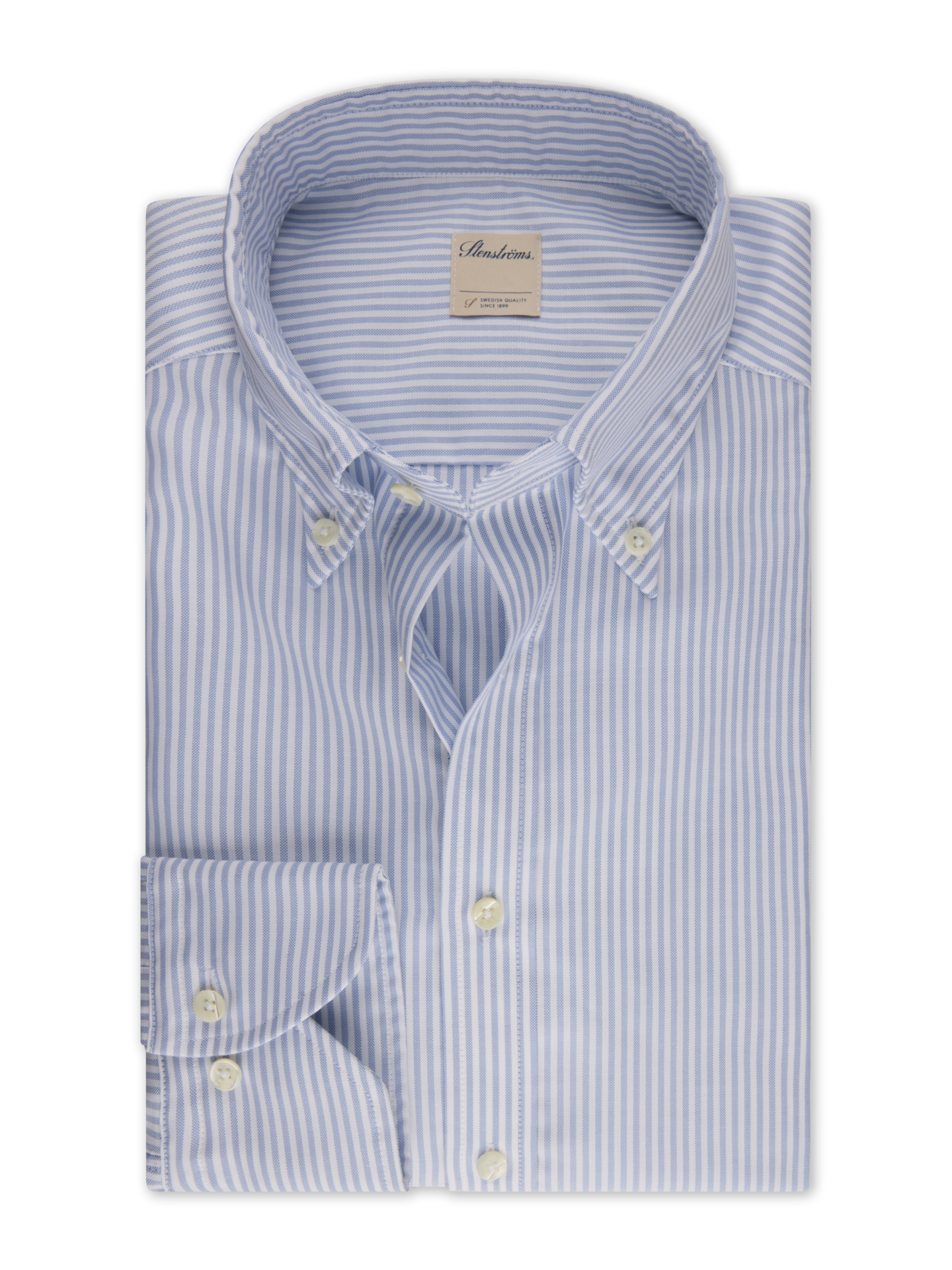 Stenströms Blue Striped Oxford Shirt | Men | Men's Shirts | Fitted Body | Size: L | Blue | Striped | Long Sleeves