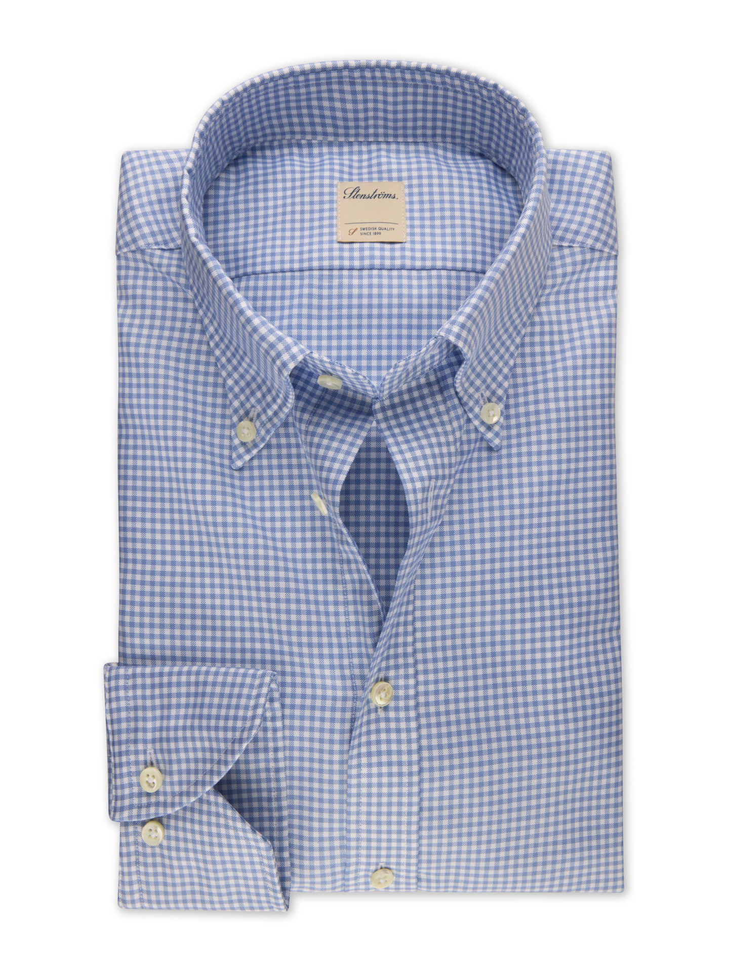 Stenströms Blue Checked Oxford Shirt | Men | Men's Shirts | Fitted Body | Size: M | Blue | Checked | Long Sleeves