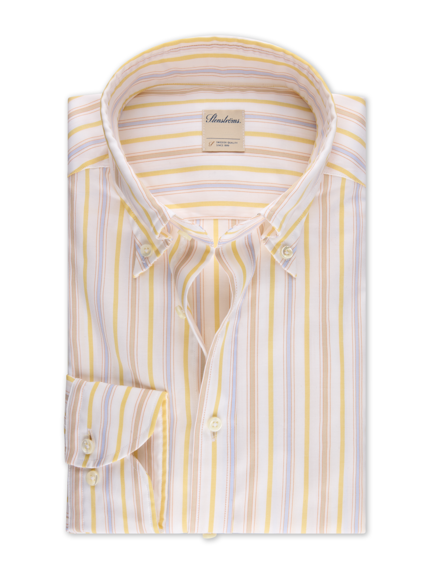 Stenströms Ljusgul Randig Oxfordskjorta | Herr | Herrskjortor | Fitted Body | Storlek: 3XL | Ljusgul | Randig | Lång Ärm