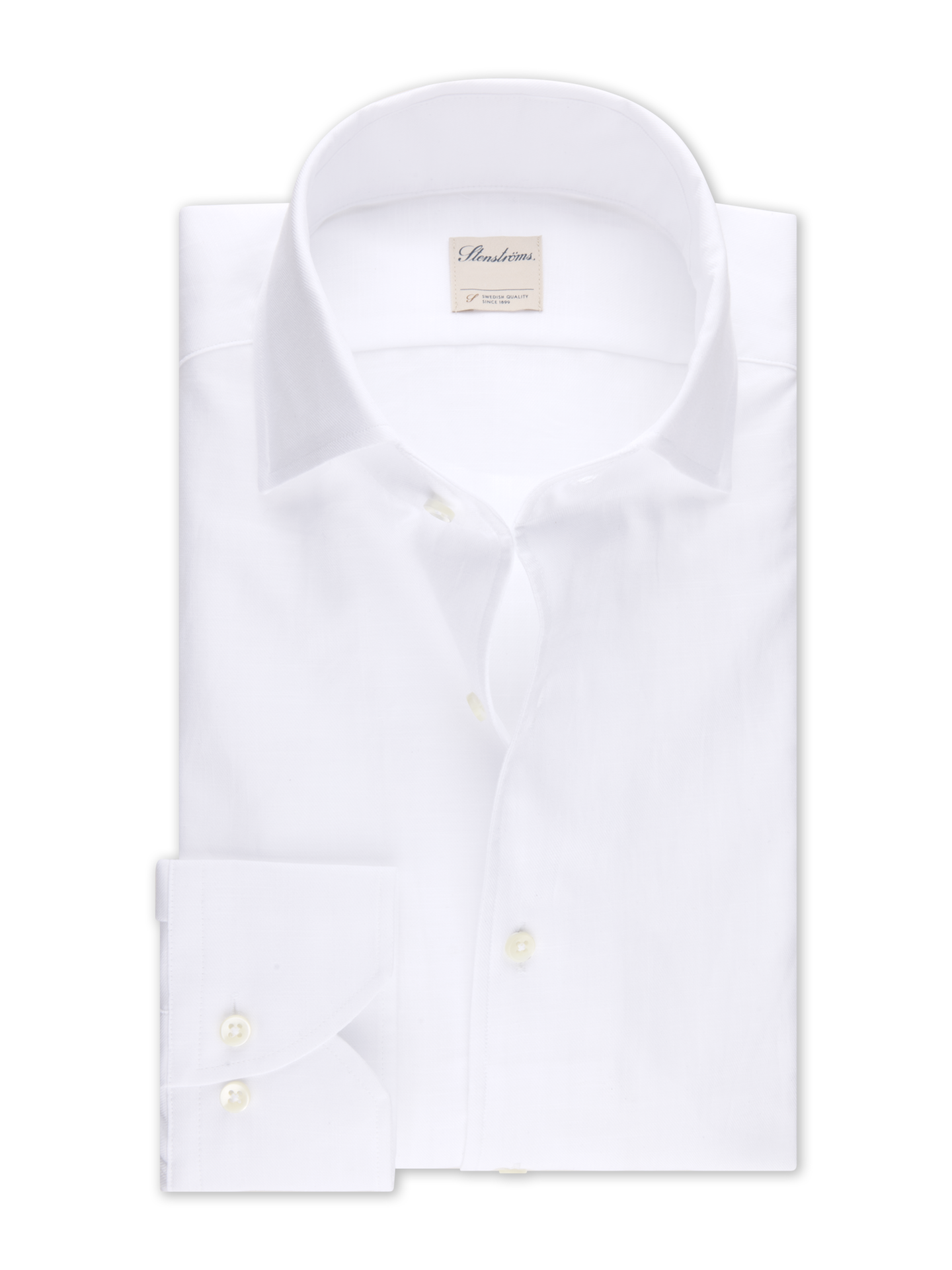 Stenströms White Twill Shirt | Men | Men's Shirts | Fitted Body | Size: M | White | Solid | Long Sleeves