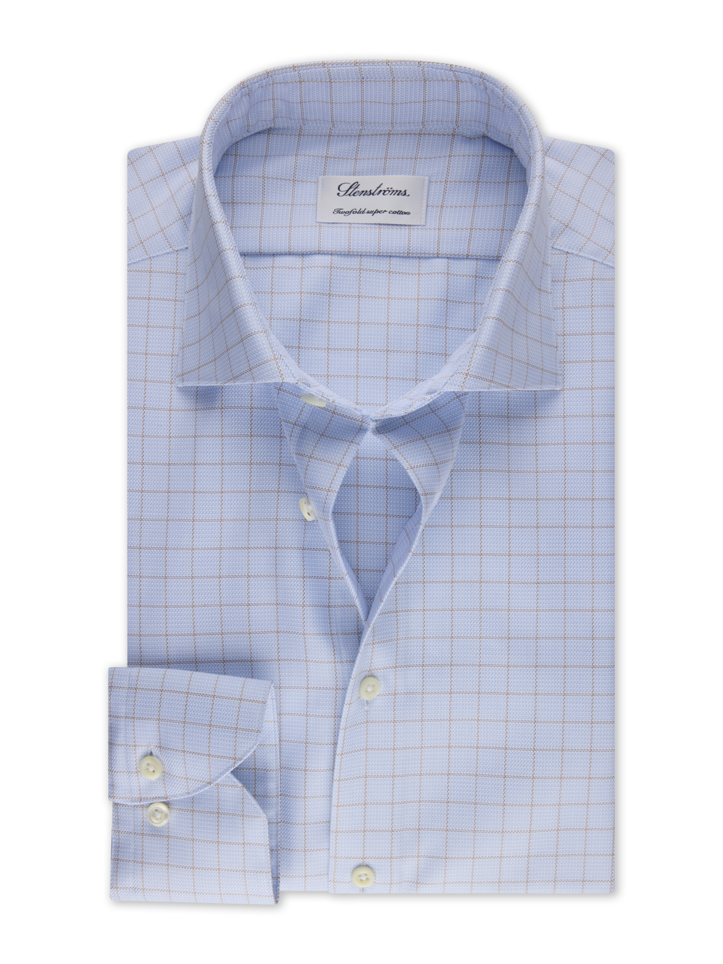 Stenströms Brown Checked Twill Shirt | Men | Men's Shirts | Fitted Body | Size: 38 | Brown | Checked | Long Sleeves