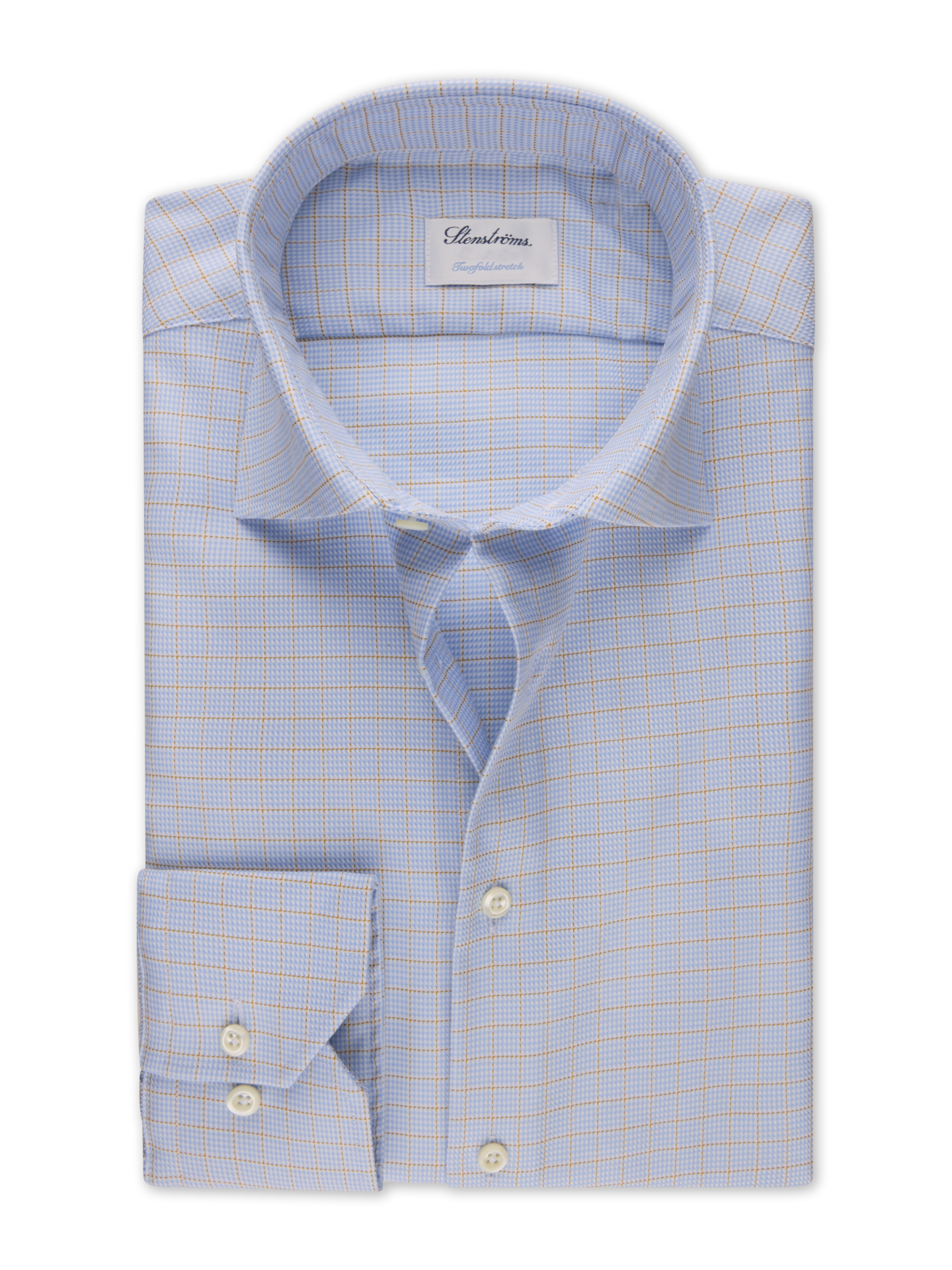 Stenströms Yellow Checked Twill Shirt | Men | Men's Shirts | Fitted Body | Size: 40 | Yellow | Checked | Long Sleeves