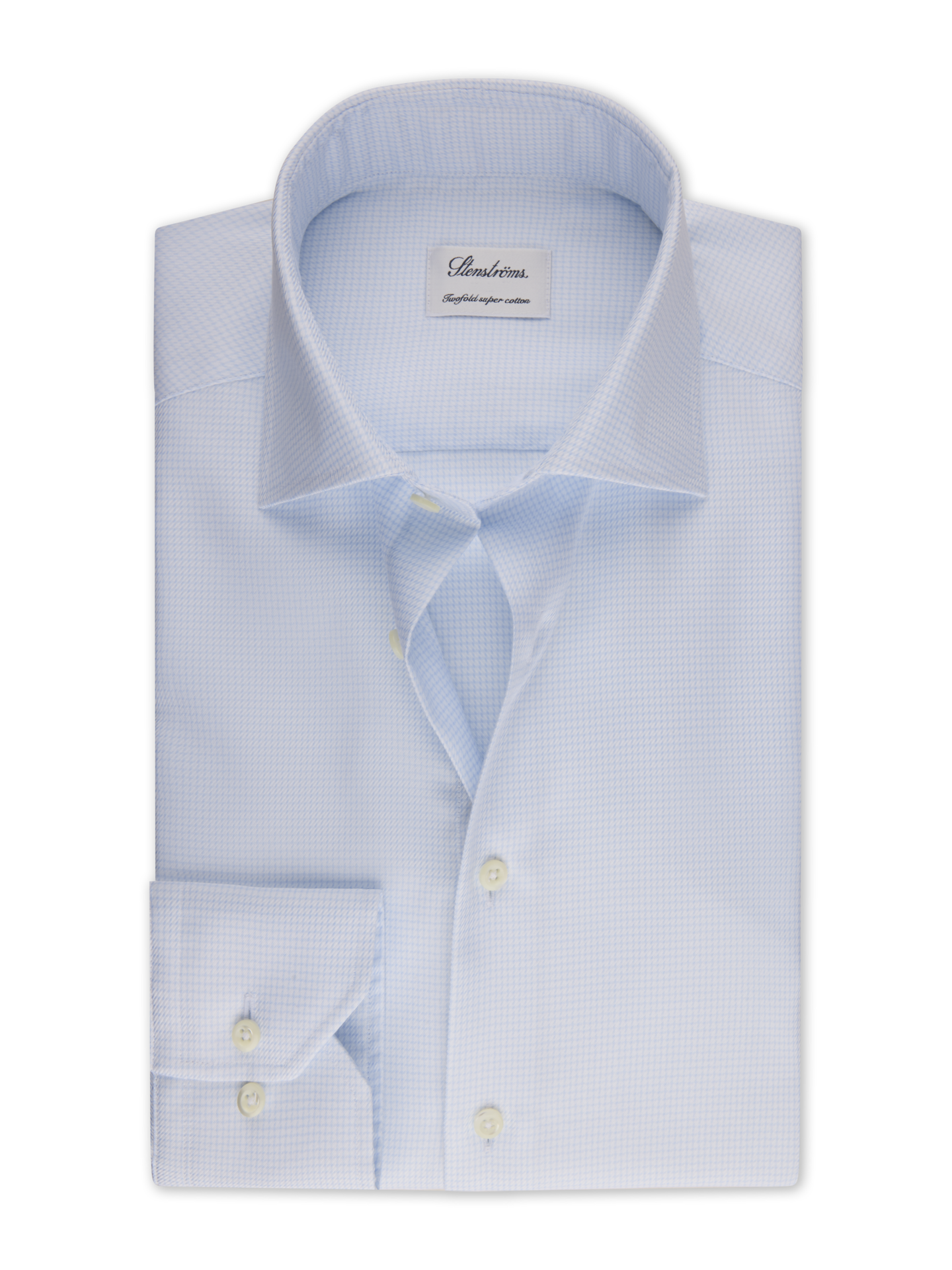 Stenströms Light blue Checked Twill Shirt, XL-Sleeves | Men | Men's Shirts | Fitted Body | Size: 47 | Light blue | Checked | Extra Long Sleeves