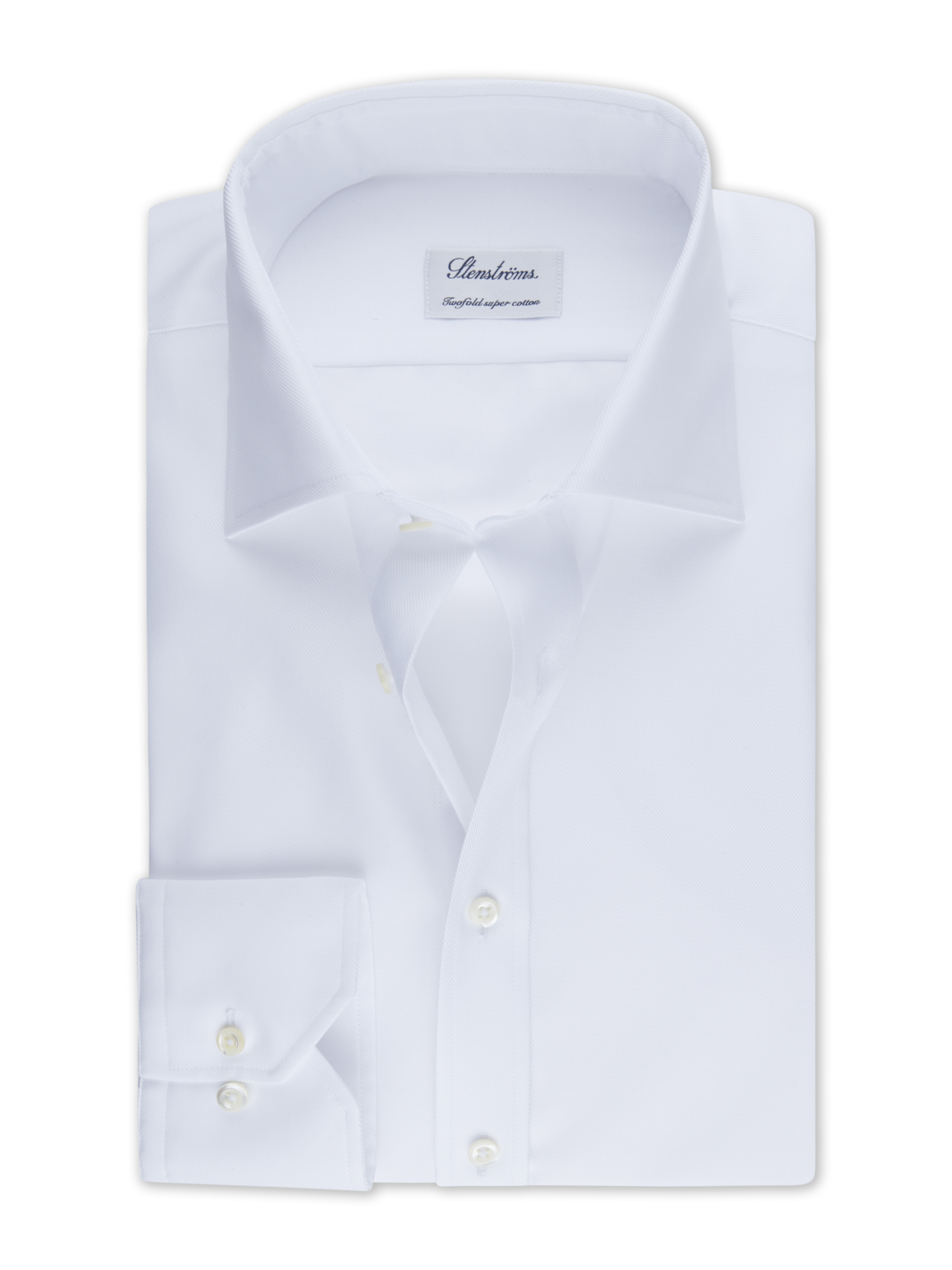 Stenströms Vit Twillskjorta | Herr | Herrskjortor | Fitted Body | Storlek: 38 | Vit | Enfärgad | Lång Ärm