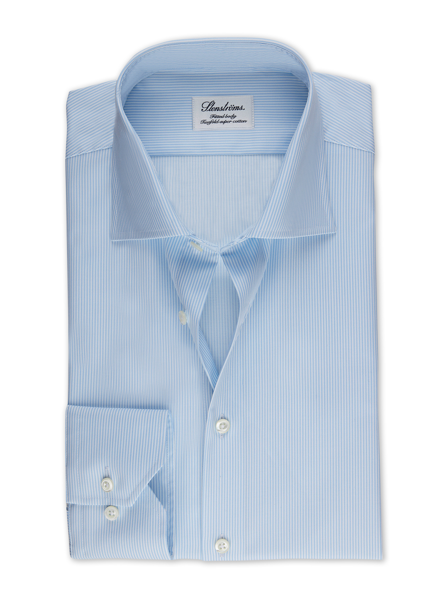 Stenströms Light blue Pinstriped Twill Shirt, XL-Sleeves | Men | Men's Shirts | Fitted Body | Size: 40 | Light blue | Striped | Extra Long Sleeves