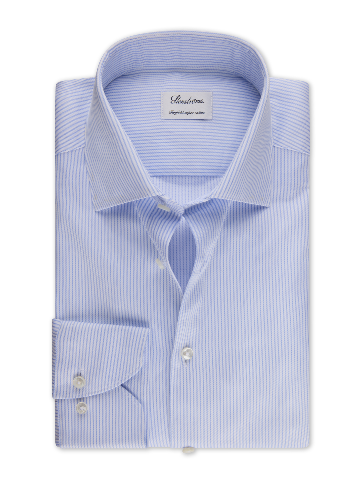 Stenströms Light blue Striped Twill Shirt | Men | Men's Shirts | Fitted Body | Size: 48 | Light blue | Striped | Long Sleeves