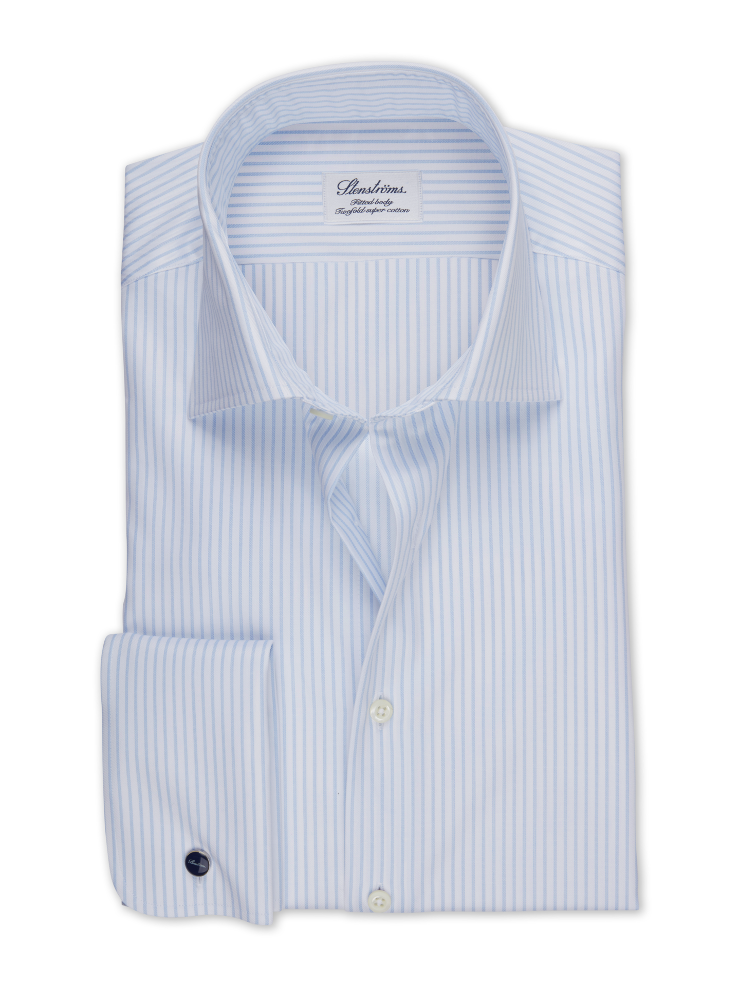 Stenströms Light blue Striped Twill Shirt | Men | Men's Shirts | Fitted Body | Size: 38 | Light blue | Striped | Long Sleeves