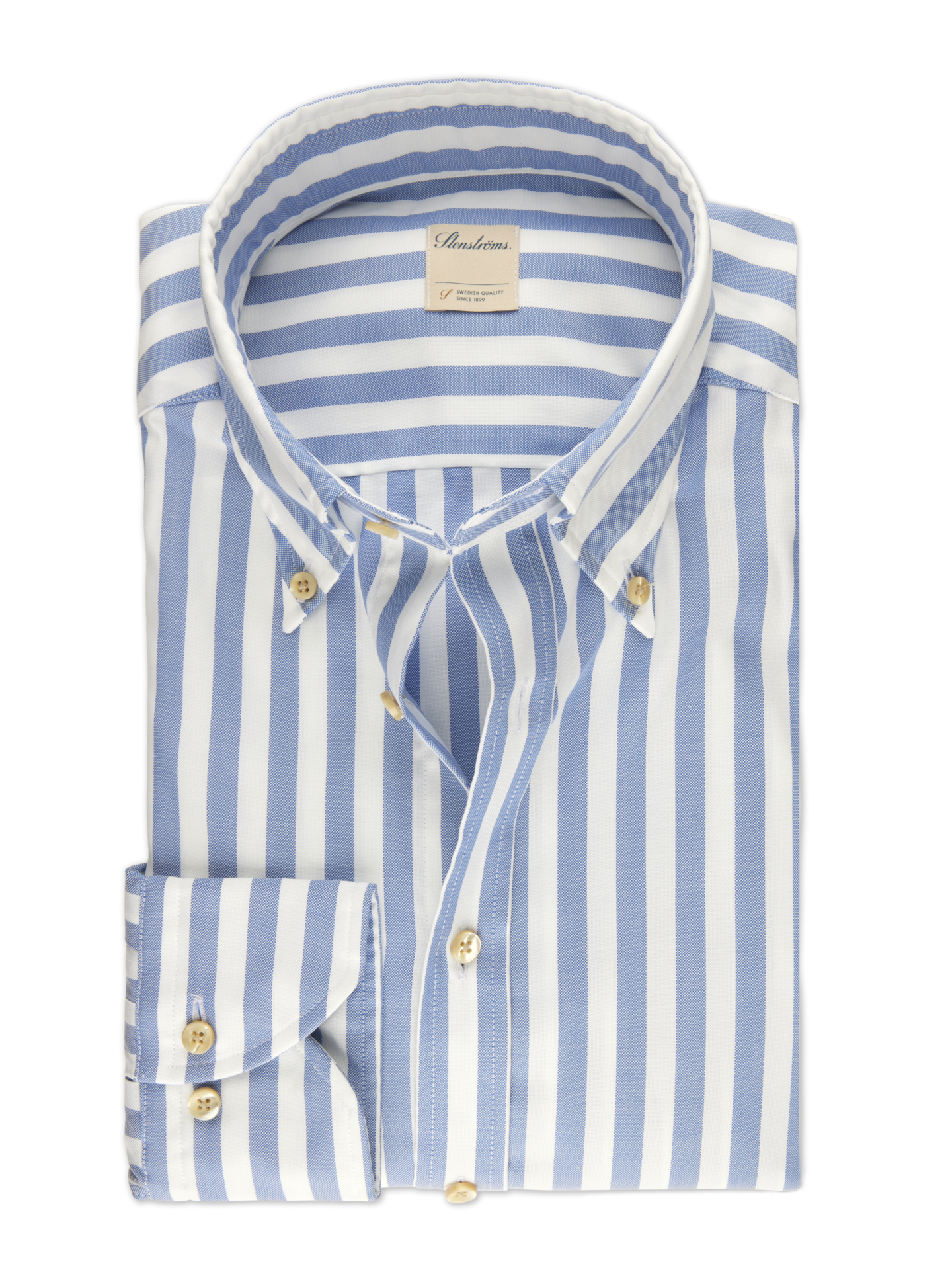 Stenströms Blue Striped Oxford Shirt | Men | Men's Shirts | Fitted Body | Size: M | Blue | Striped | Long Sleeves