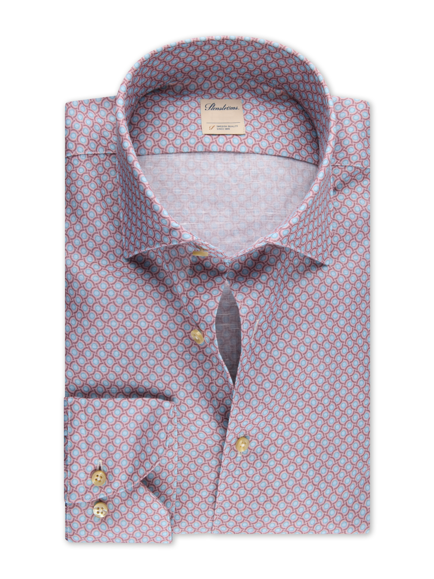 Stenströms Ljusrosa Mönstrad Linneskjorta | Herr | Herrskjortor | Fitted Body | Storlek: XXL | Ljusrosa | Mönstrad | Lång Ärm