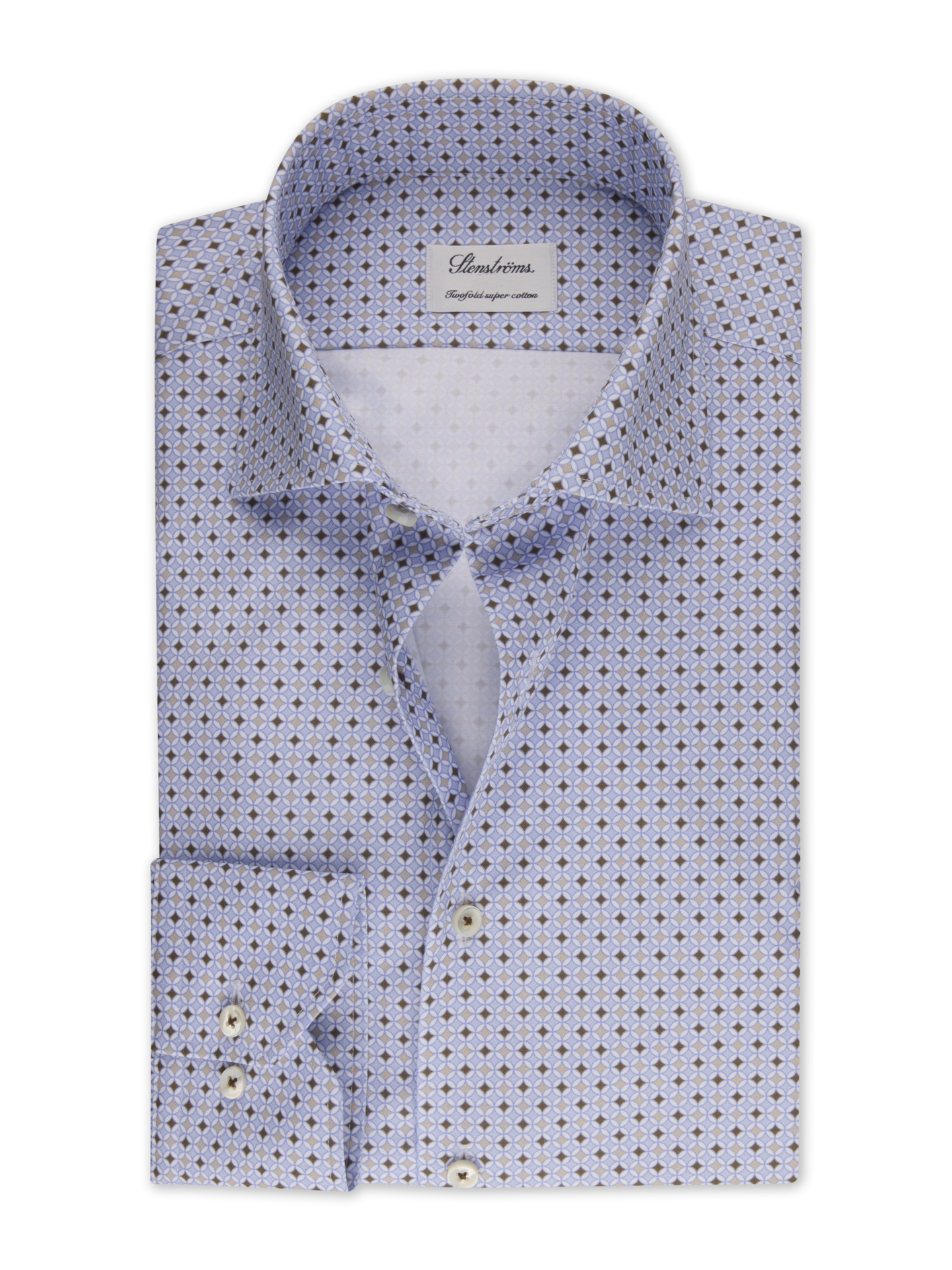 Stenströms Light blue Patterned Twill Shirt | Men | Men's Shirts | Fitted Body | Size: 41 | Light blue | Print / Patterned | Long Sleeves