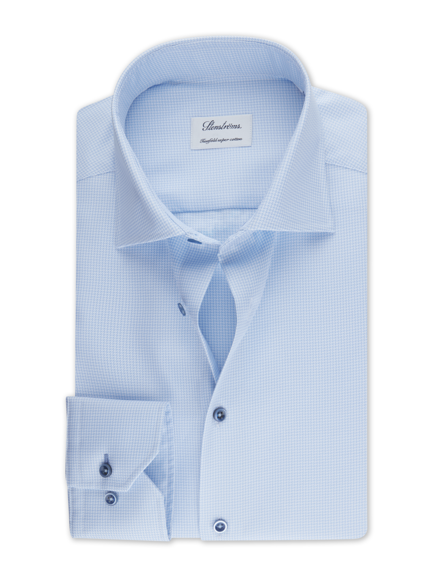 Stenströms Light blue Houndstooth Twill Shirt | Men | Men's Shirts | Fitted Body | Size: 38 | Light blue | Solid | Long Sleeves