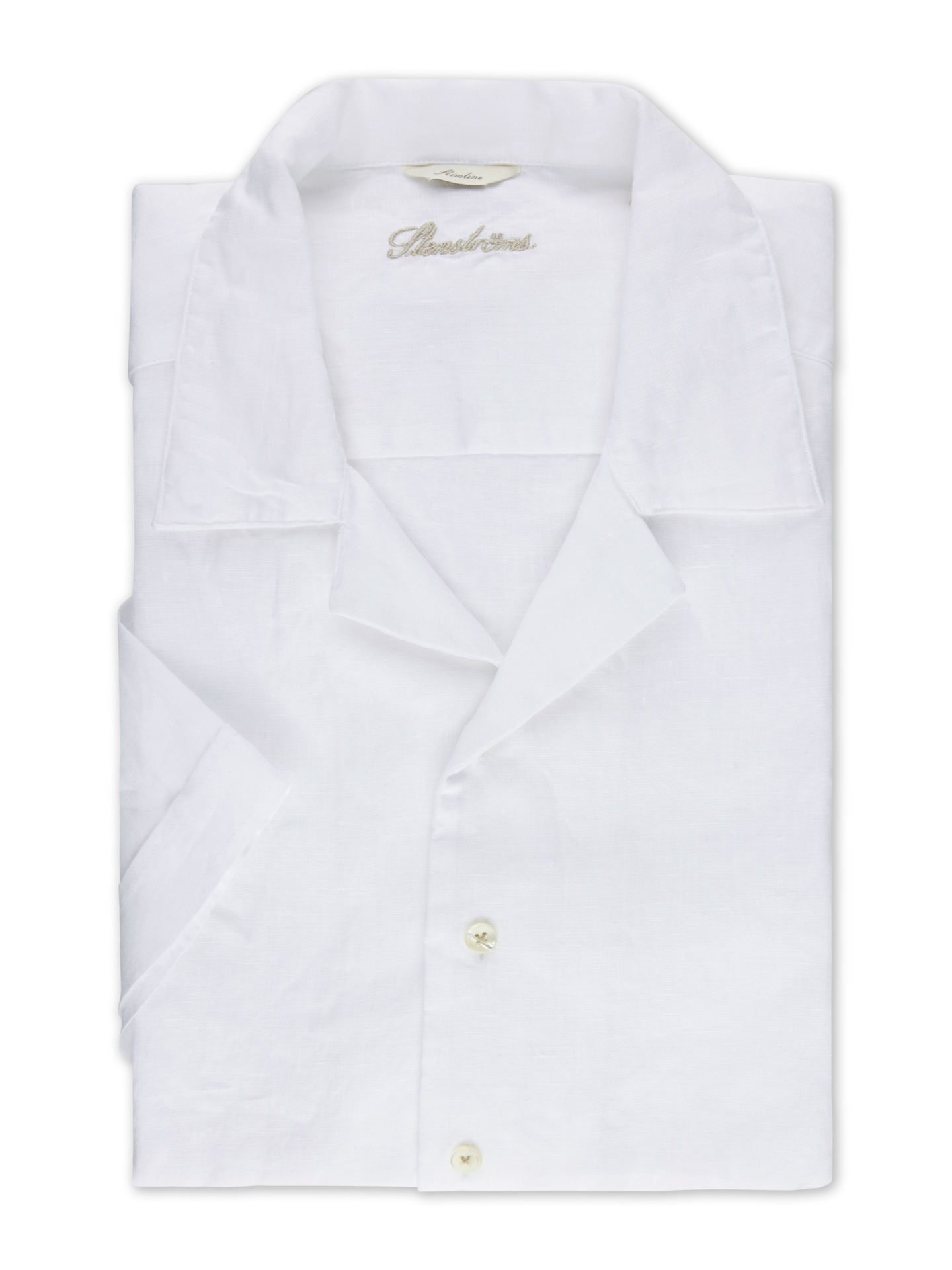 Stenströms White Linen Shirt, Short Sleeves | Men | Men's Shirts | Fitted Body | Size: XXL | White | Solid | Short Sleeves
