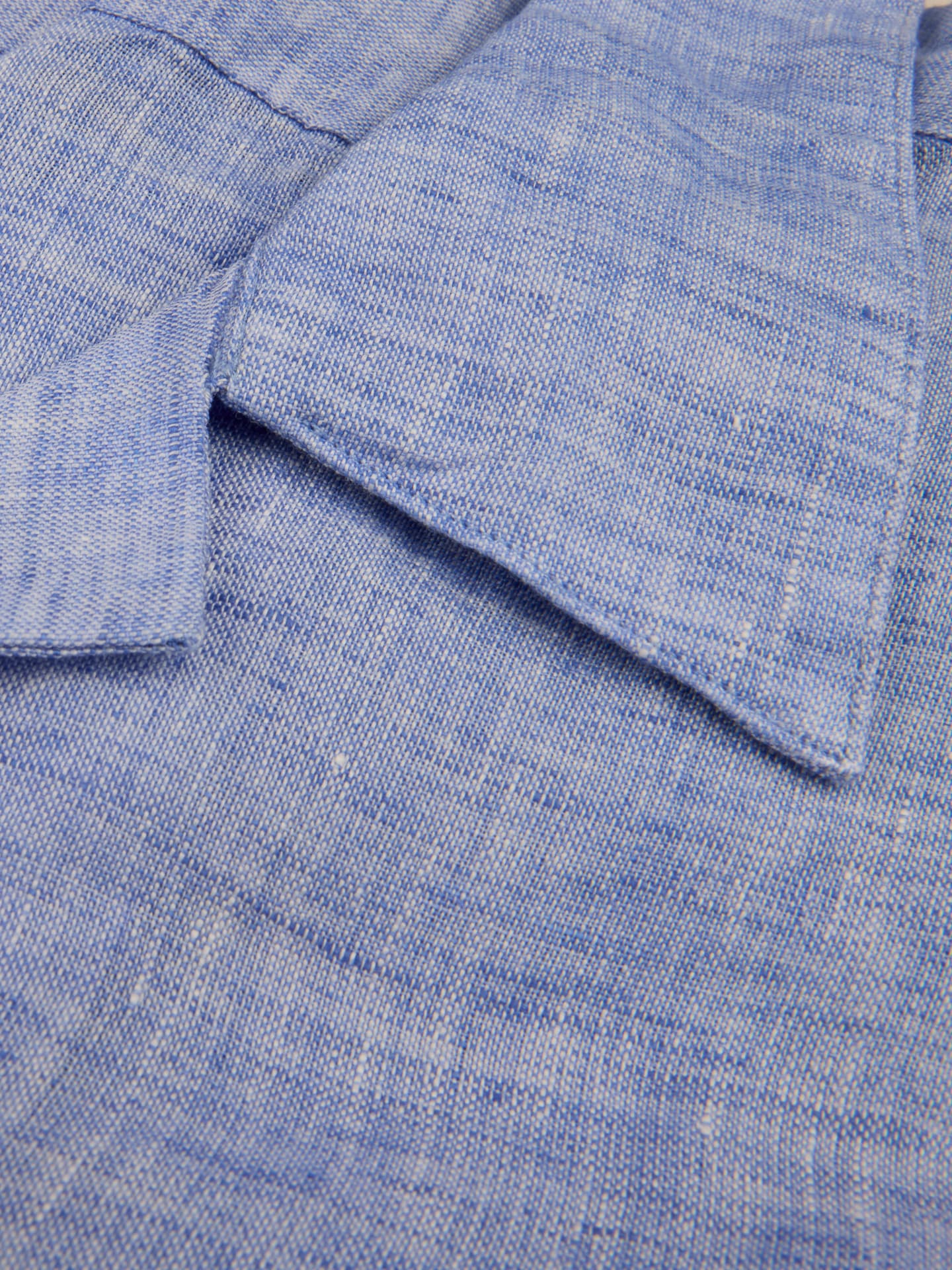 Blue Linen Shirt, Short Sleeves