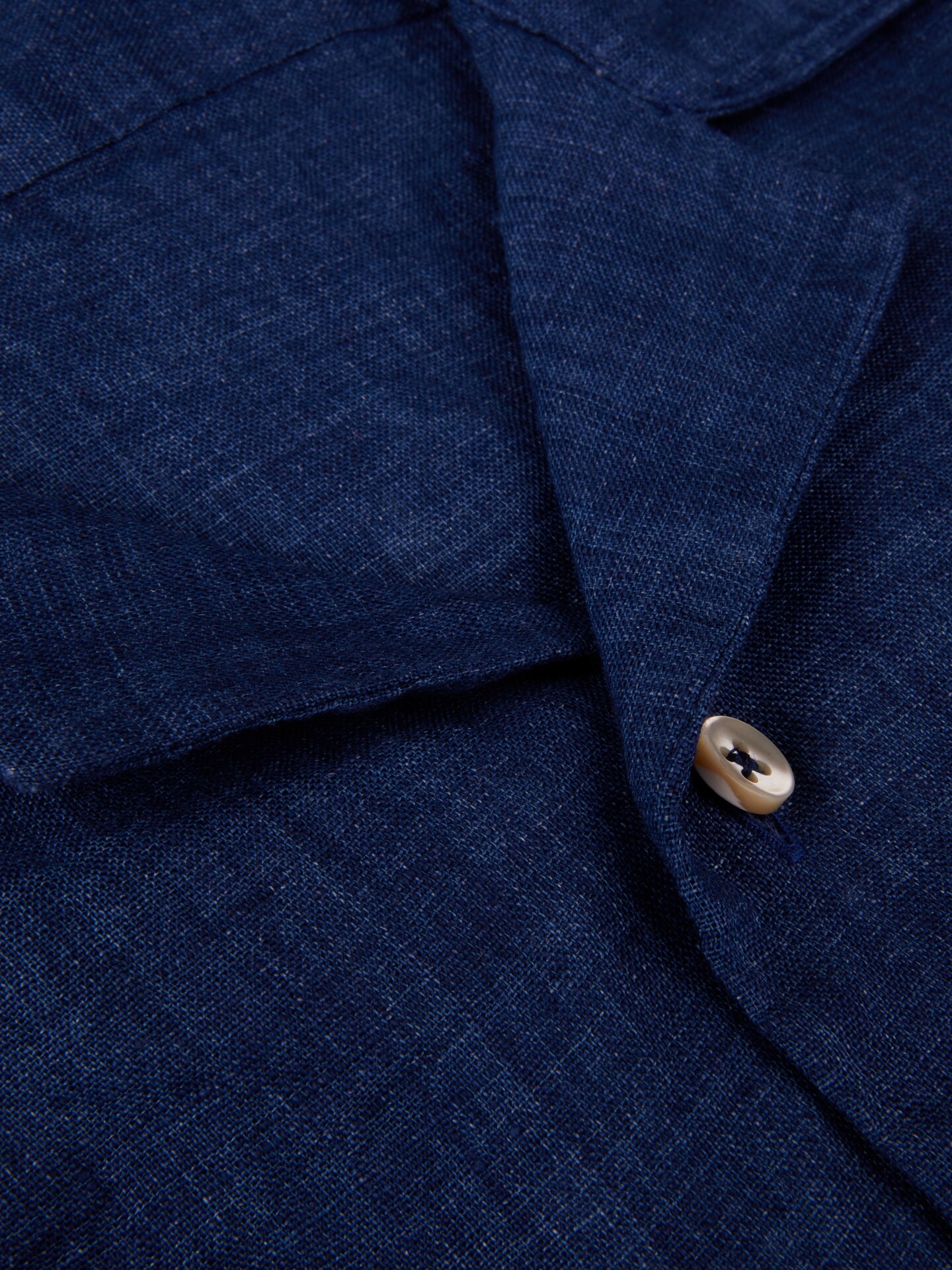 Dark blue Linen Shirt, Short Sleeves