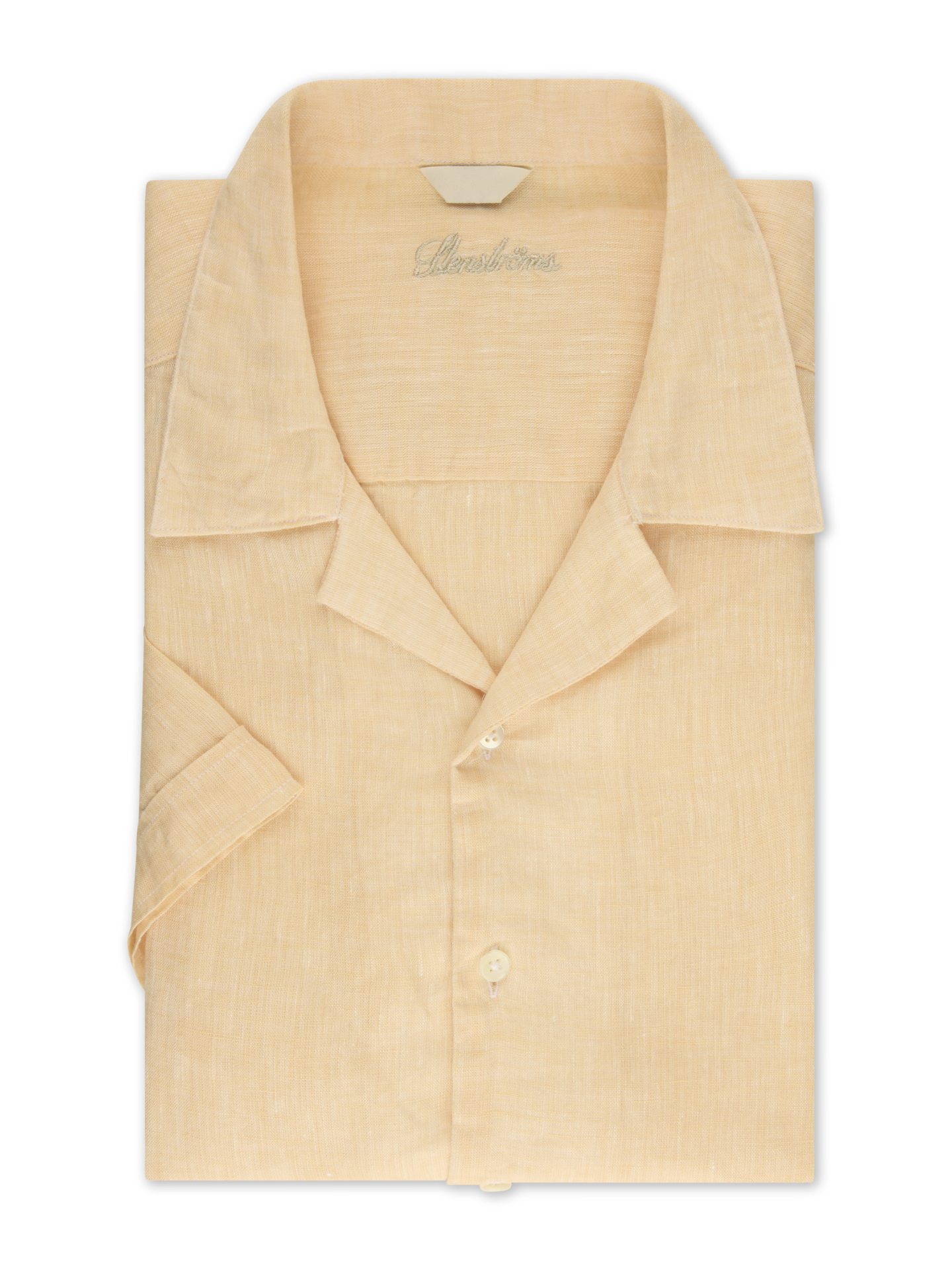 Stenströms Lys oransje Linskjorte, kortermet | Herre | Herreskjorter | Fitted Body | Størrelse: XXL | Lys oransje | Solid | Kort Erm