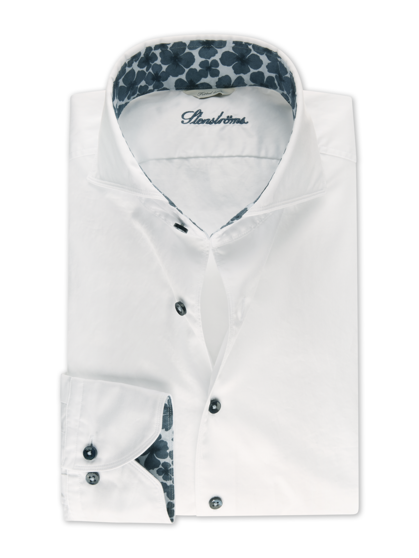 Stenströms White Contrast Twill Shirt | Men | Men's Shirts | Fitted Body | Size: S | White | Solid | Long Sleeves