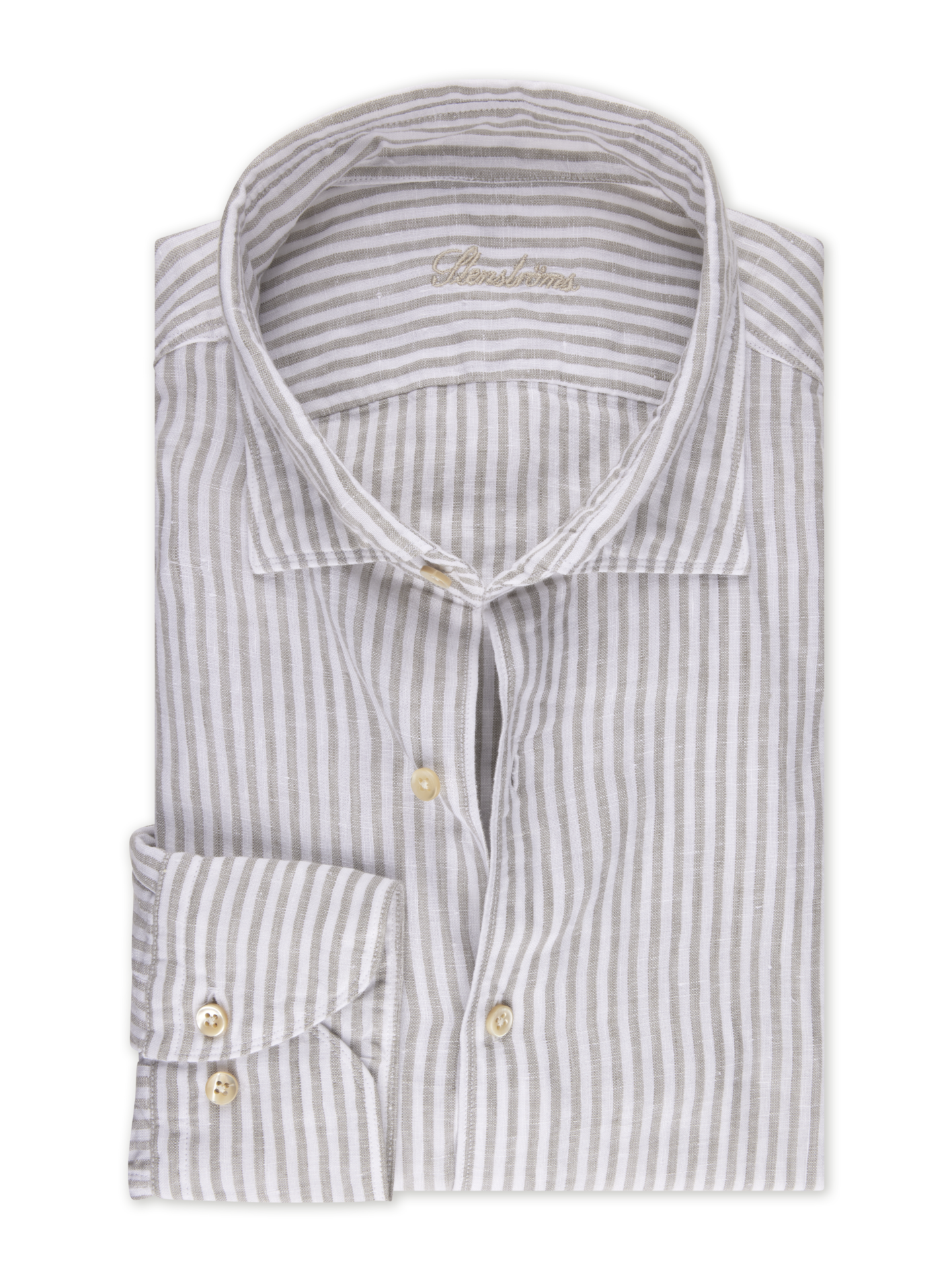 Stenströms Grey Striped Linen Shirt | Men | Men's Shirts | Fitted Body | Size: XL | Grey | Striped | Long Sleeves