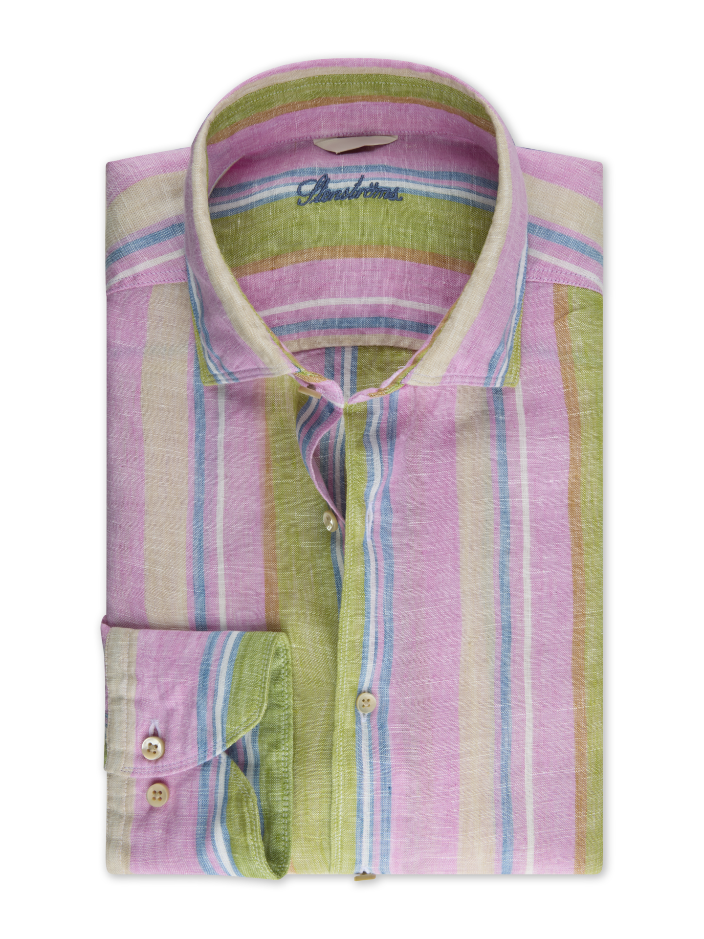 Stenströms Stripete Rosa linskjorte | Herre | Herreskjorter | Fitted Body | Størrelse: S | Rosa | Striped | Lange Ermer