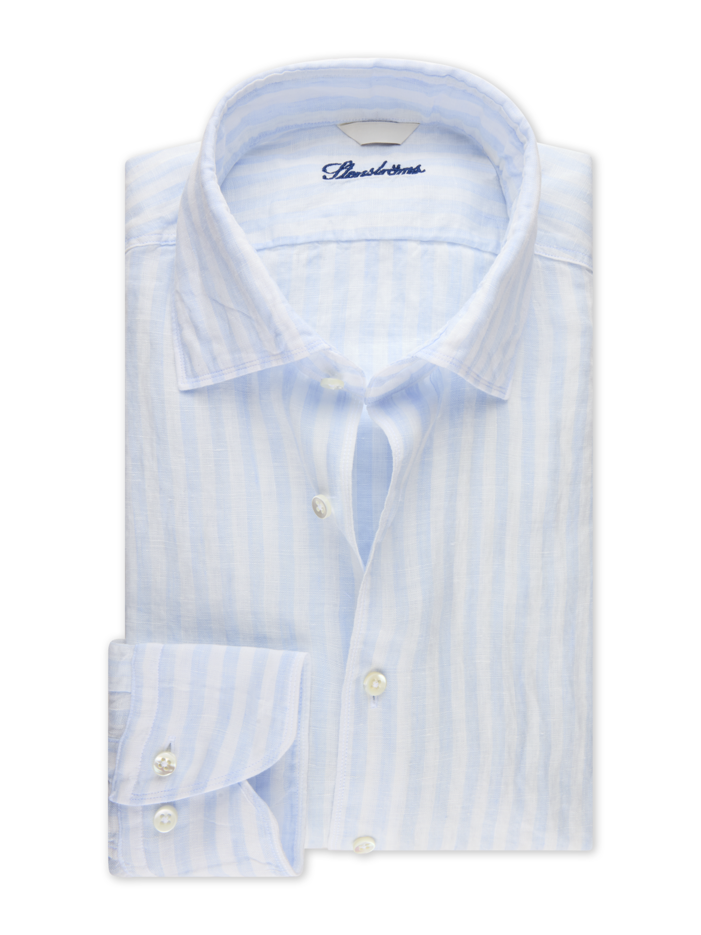 Stenströms Light blue Striped Linen Shirt | Men | Men's Shirts | Fitted Body | Size: XXL | Light blue | Striped | Long Sleeves