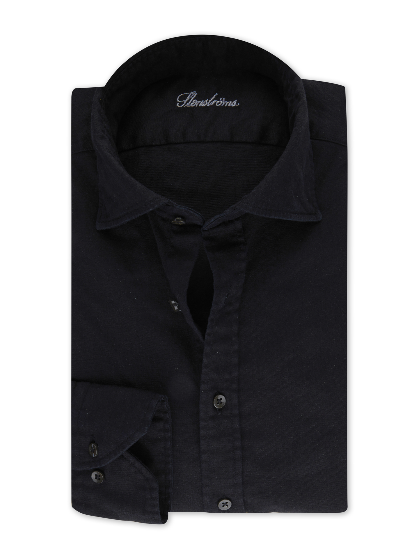 Stenströms Casual Black Denim Shirt | Men | Men's Shirts | Fitted Body | Size: M | Black | Solid | Long Sleeves
