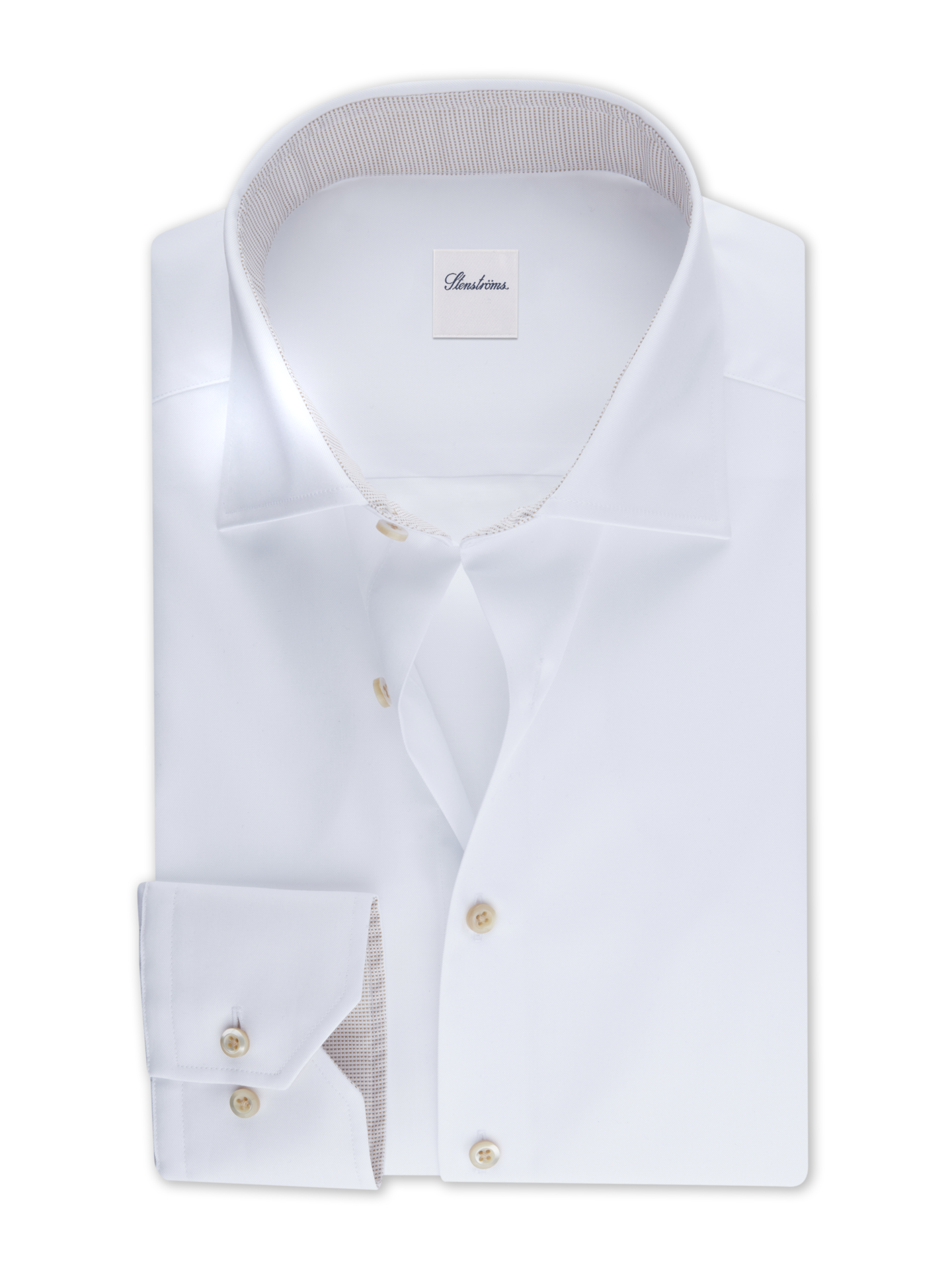 Stenströms White Contrast Twill Shirt, XL-Sleeve | Men | Men's Shirts | Regular | Size: 39 | White | Extra Long Sleeves