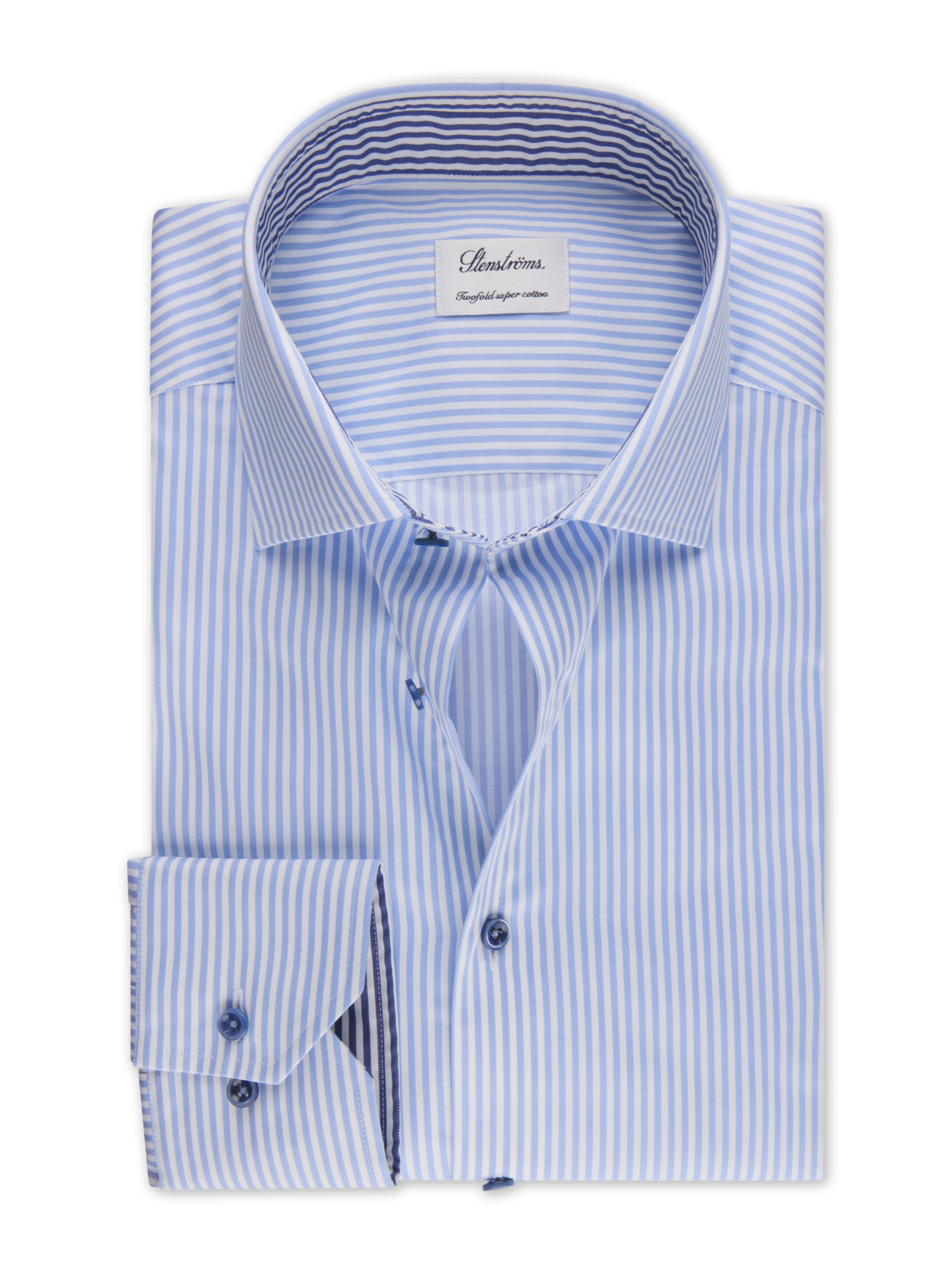 Stenströms Light blue Contrast Twill Shirt | Men | Men's Shirts | Fitted Body | Size: 41 | Light blue | Striped | Long Sleeves