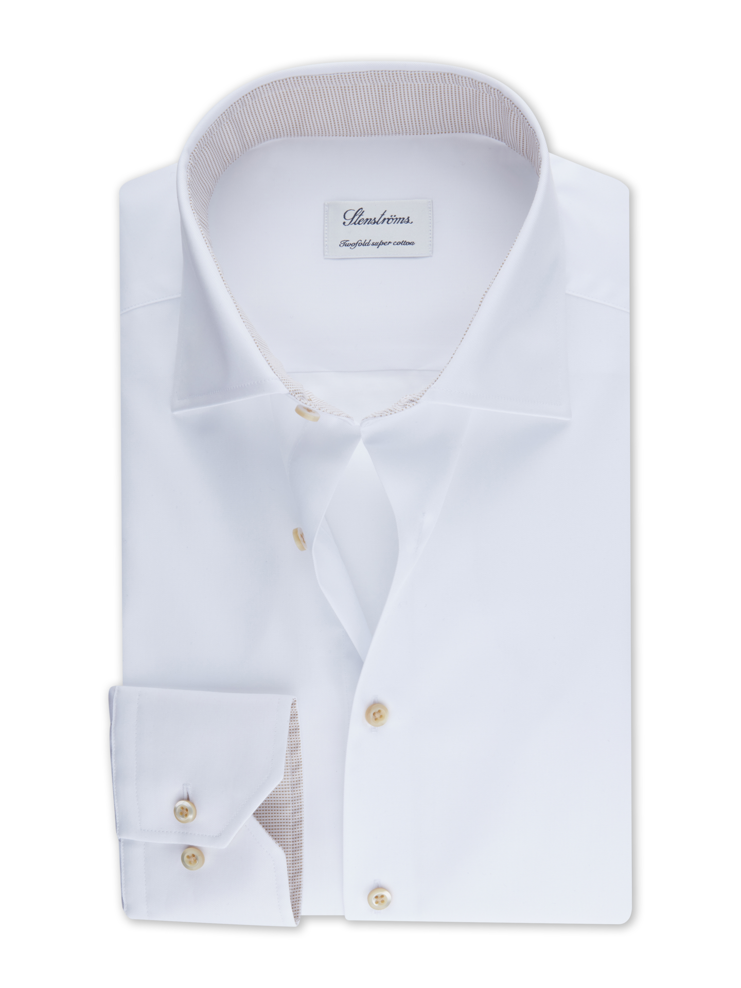Stenströms White Contrast Twill Shirt | Men | Men's Shirts | Fitted Body | Size: 44 | White | Solid | Long Sleeves