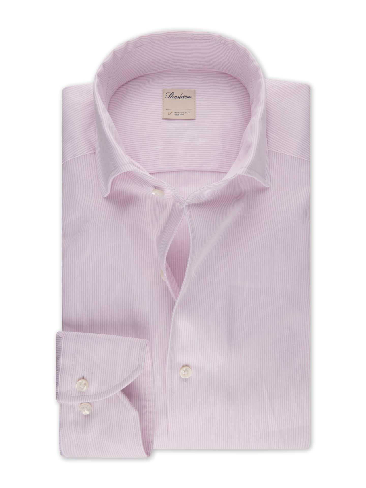 Stenströms Light pink Striped Cotton/Linen Shirt | Men | Men's Shirts | Slimline | Size: L | Light pink | Striped | Long Sleeves