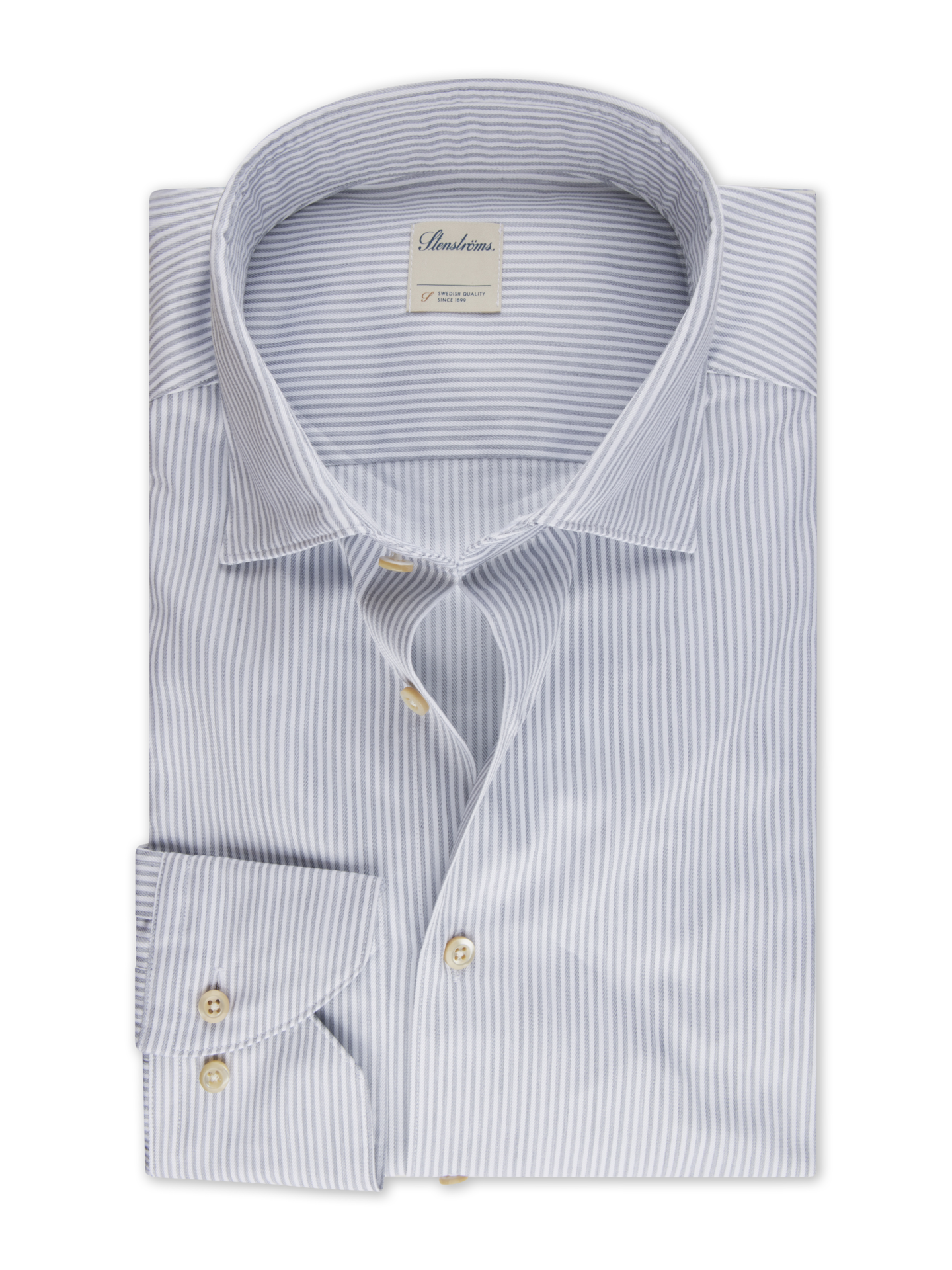 Stenströms Grey Striped Twill Shirt | Men | Men's Shirts | Slimline | Size: L | Grey | Striped | Long Sleeves