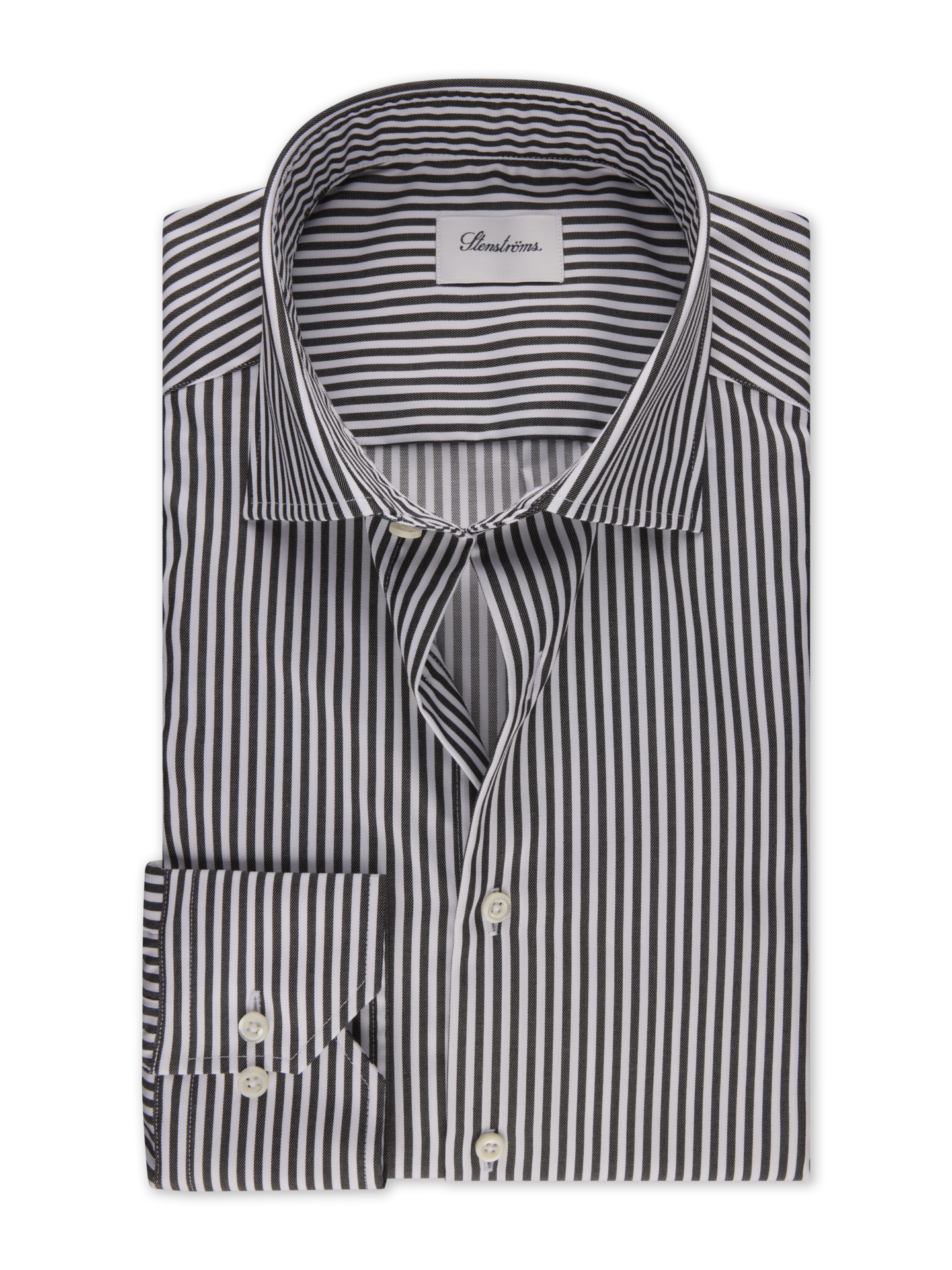 Stenströms Black Striped Twill Shirt | Men | Men's Shirts | Slimline | Size: 39 | Black | Striped | Long Sleeves