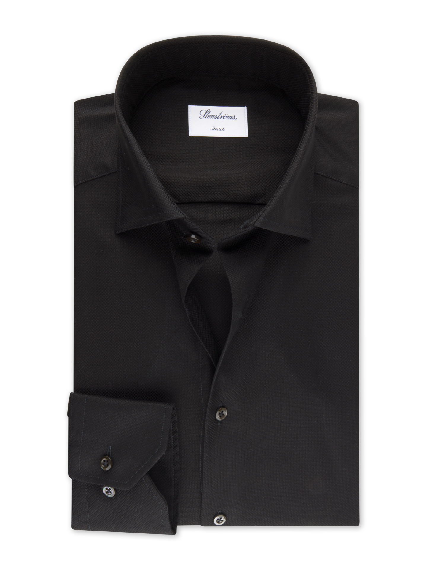Stenströms Black Checked Stretch Shirt | Men | Men's Shirts | Slimline | Size: 45 | Black | Print / Patterned | Long Sleeves