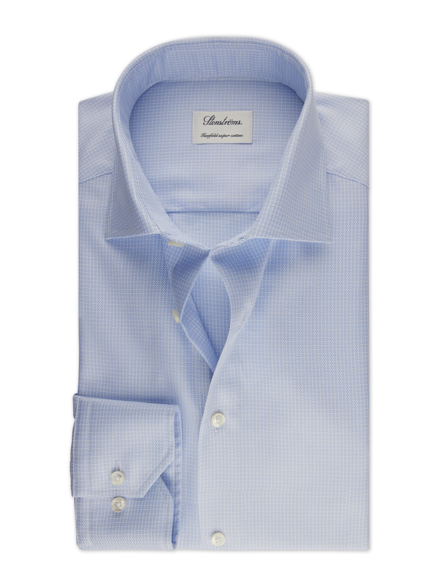 Stenströms Light blue Checked Twill Shirt | Men | Men's Shirts | Slimline | Size: 38 | Light blue | Checked | Long Sleeves