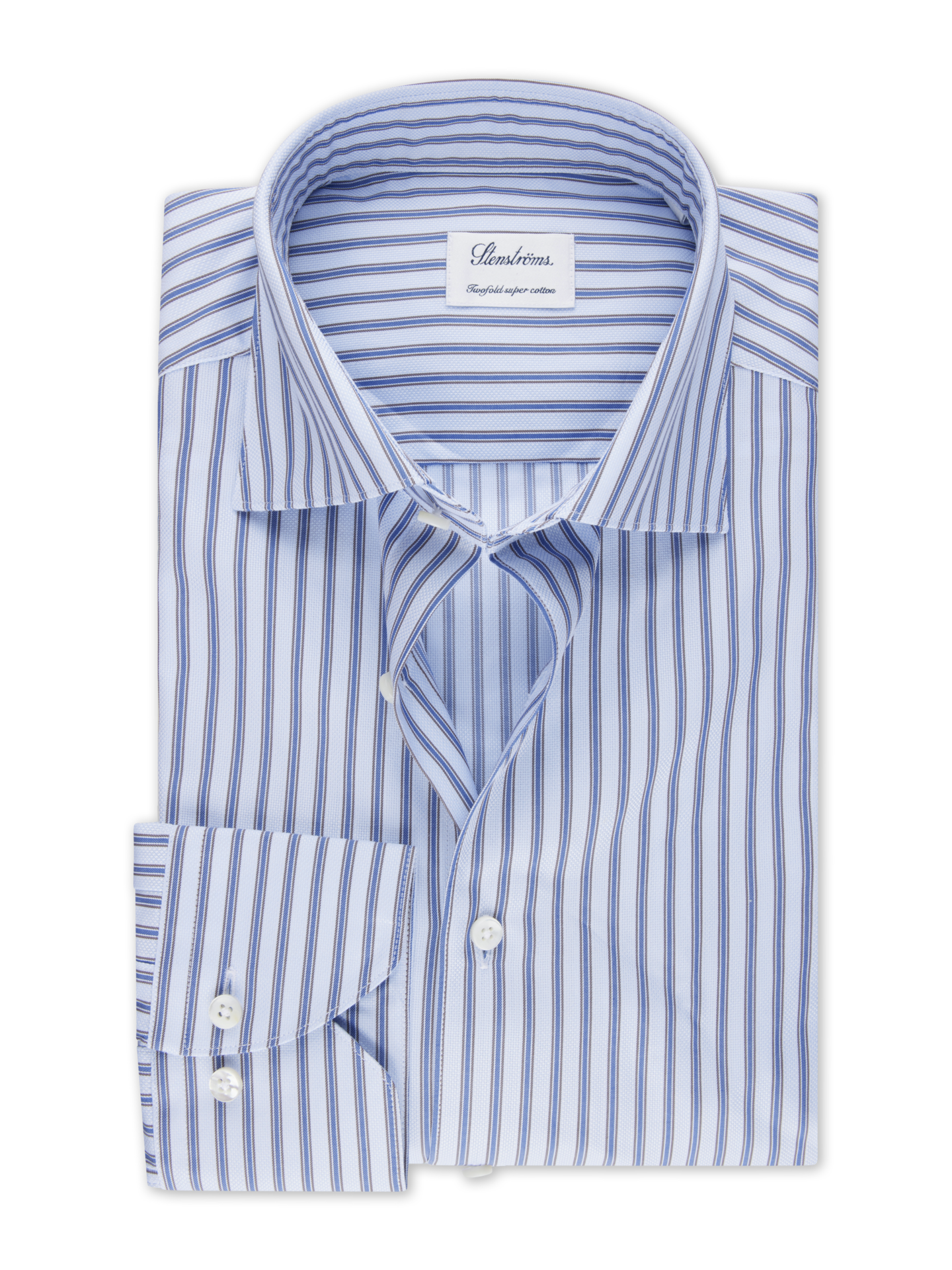 Stenströms Blue Striped Twill Shirt | Men | Men's Shirts | Slimline | Size: 43 | Blue | Striped | Long Sleeves
