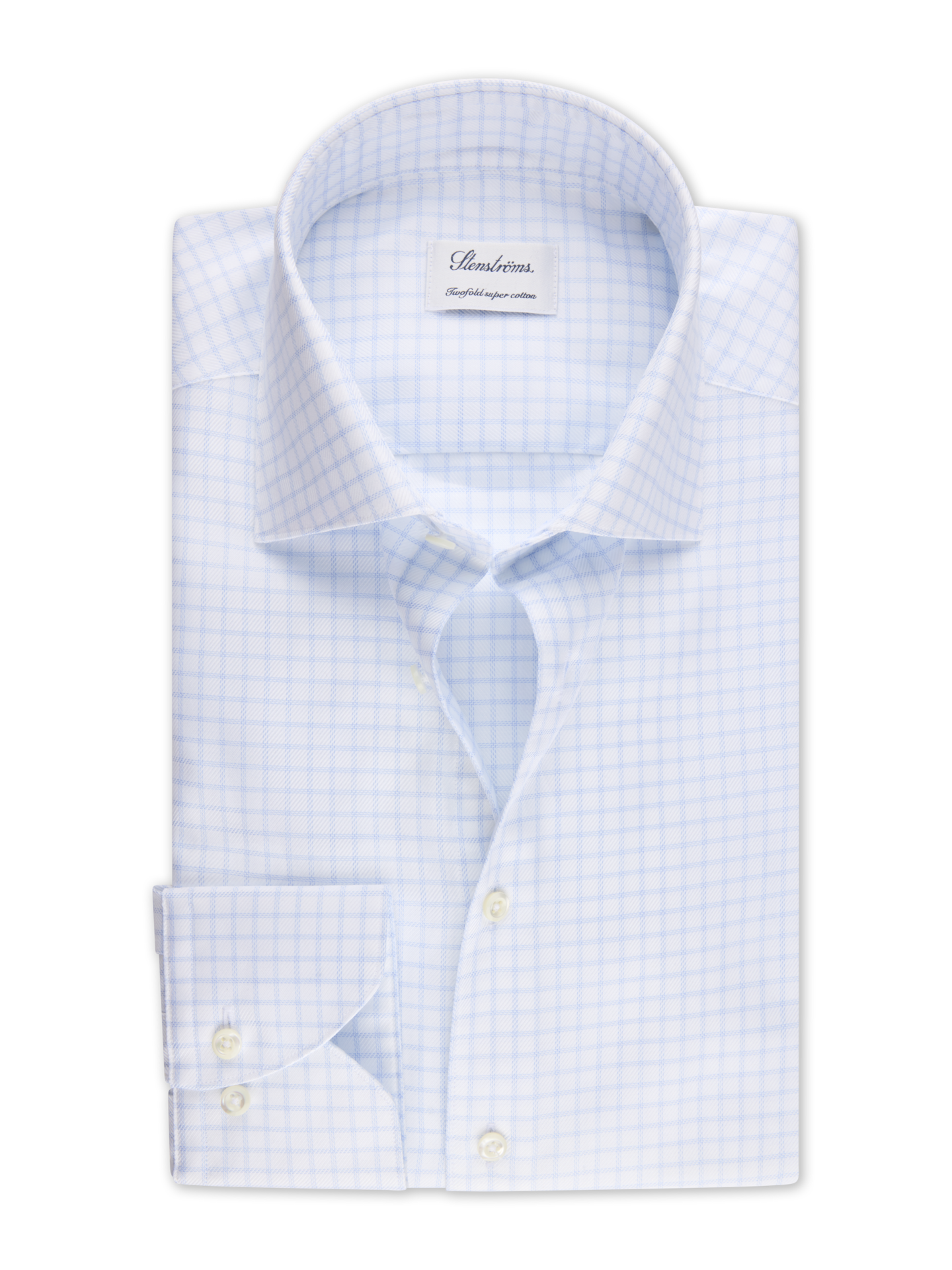 Stenströms Light blue Checked Twill Shirt, XL-Sleeve | Men | Men's Shirts | Slimline | Size: 41 | Light blue | Checked | Extra Long Sleeves
