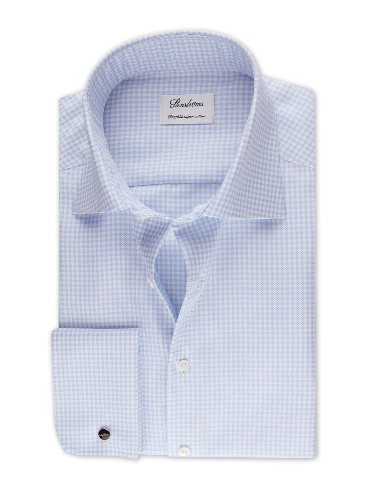 Stenströms Light Blue Checked Twill Shirt | Men | Men's Shirts | Slimline | Size: 38 | Light blue | Checked | Long Sleeves
