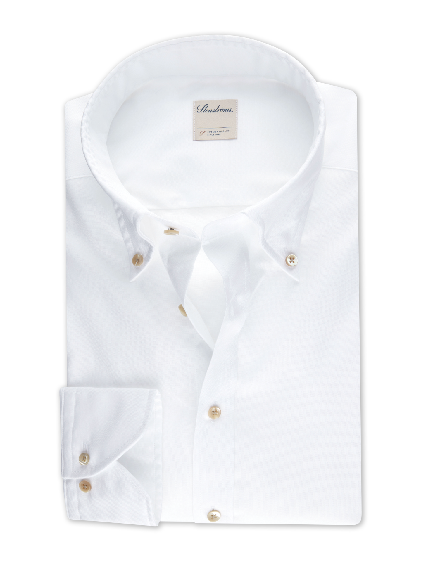 Stenströms Casual Vit Oxfordskjorta | Herr | Herrskjortor | Slimline | Storlek: M | Vit | Enfärgad | Lång Ärm