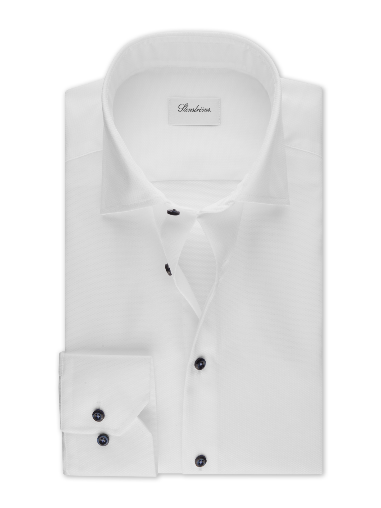 Stenströms White Textured Twill Shirt | Men | Men's Shirts | Slimline | Size: 37 | White | Long Sleeves