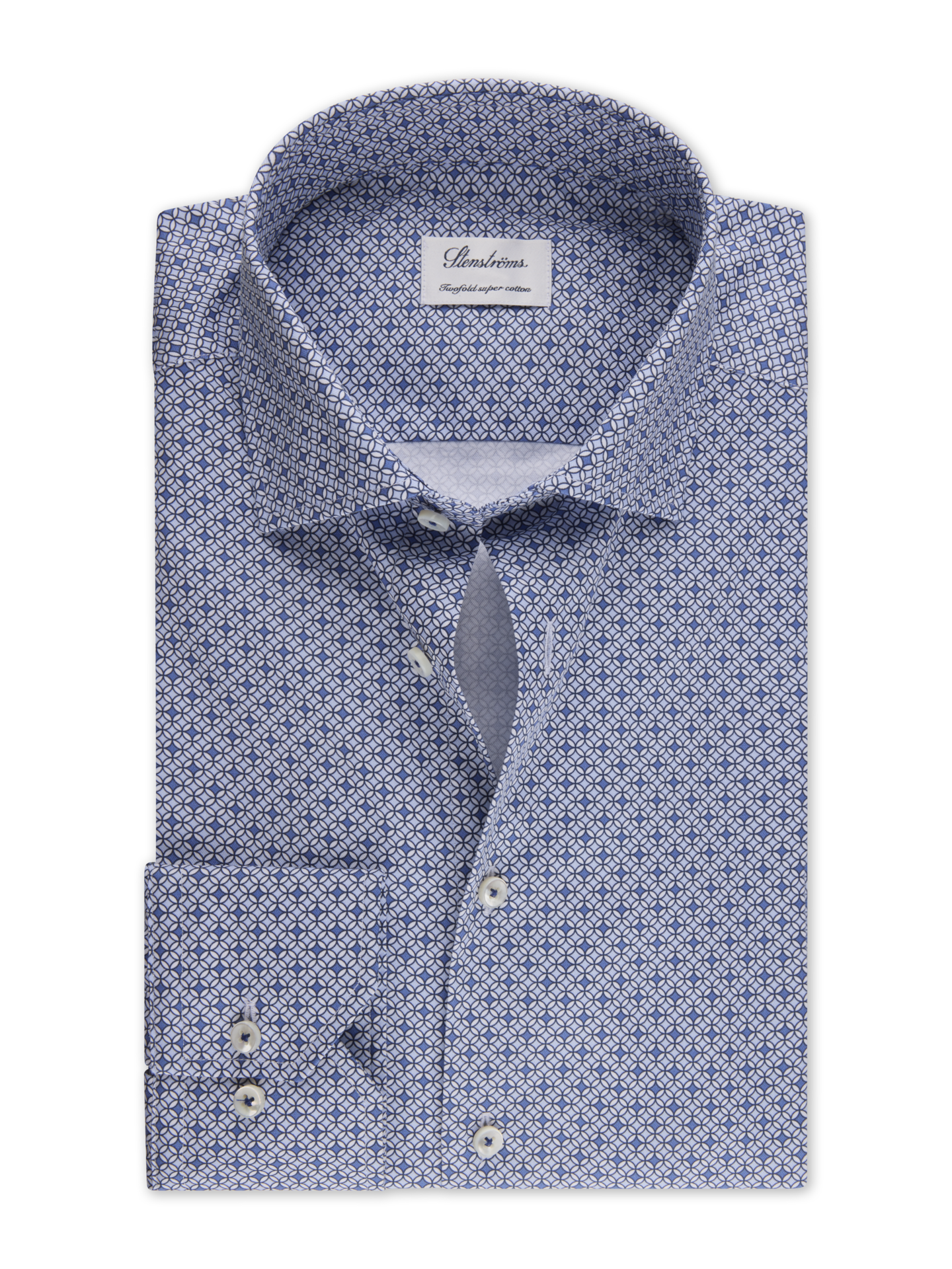 Blue Patterned Twill Shirt