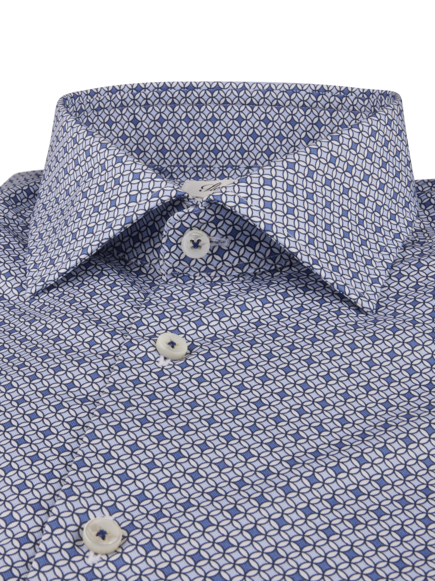 Blue Patterned Twill Shirt