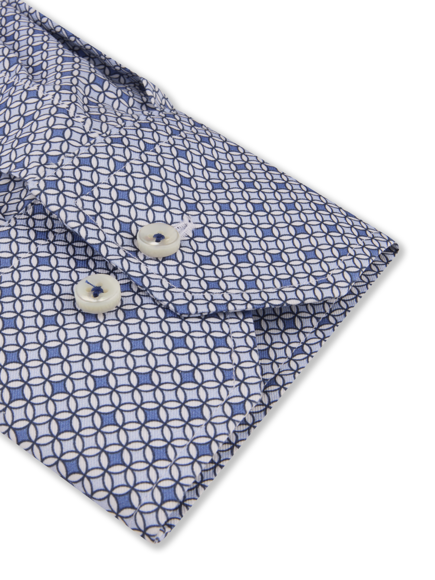 Blue Patterned Twill Shirt